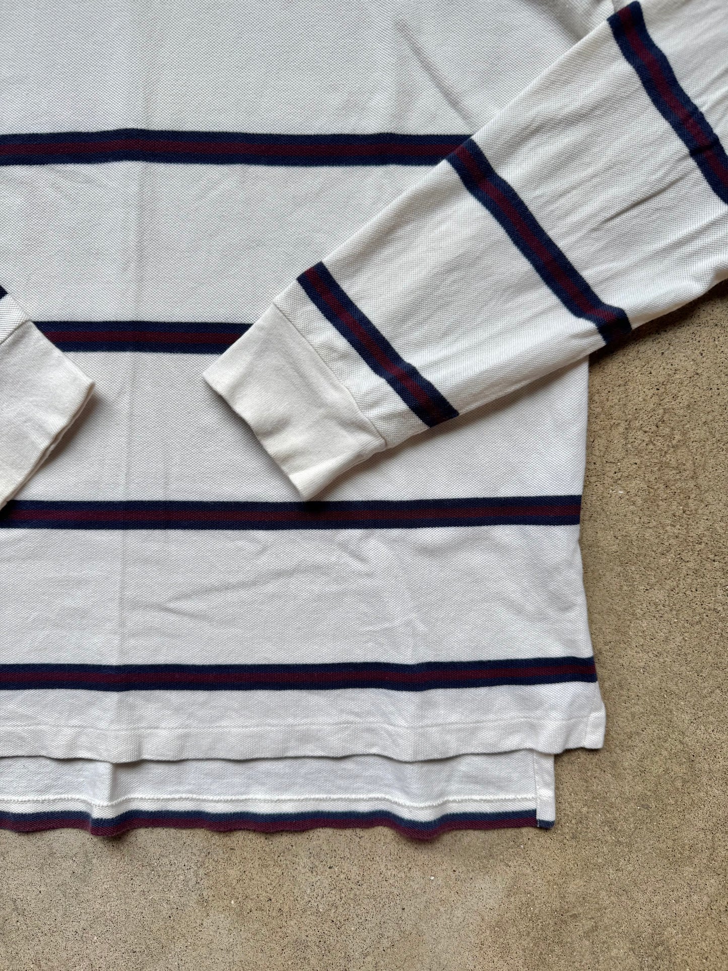 Vintage 1990s Polo Ralph Lauren Rugby Stripe Long Sleeve Polo Shirt | Large