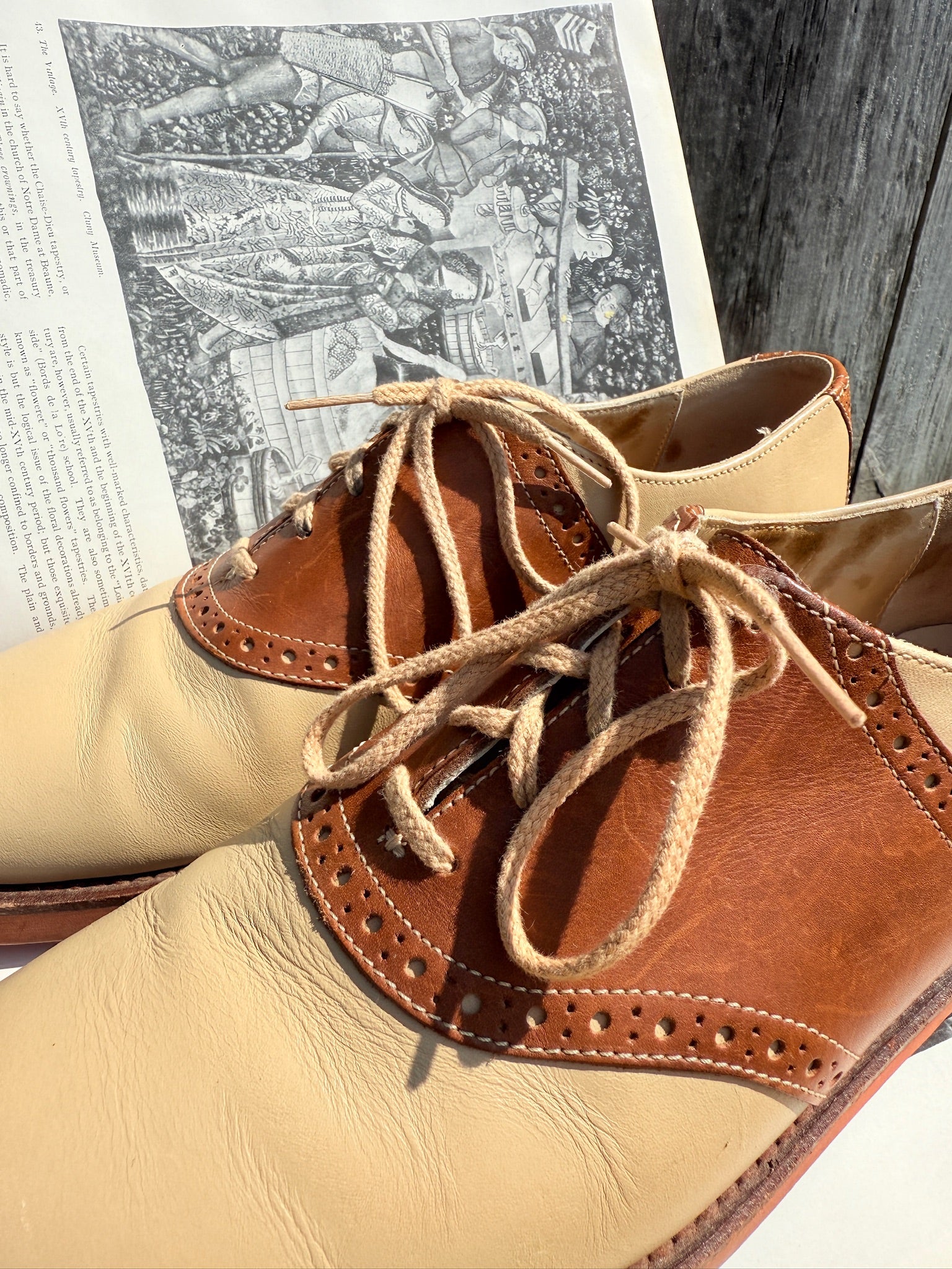 cole haan men's dress shoes brown Vintage 1980s Cole Haan Two-Tone Saddle Oxford Shoes