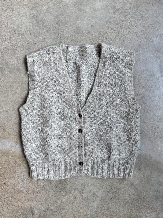 Vintage 1960s Handmade Grey Wool Knit Sweater Vest | Medium