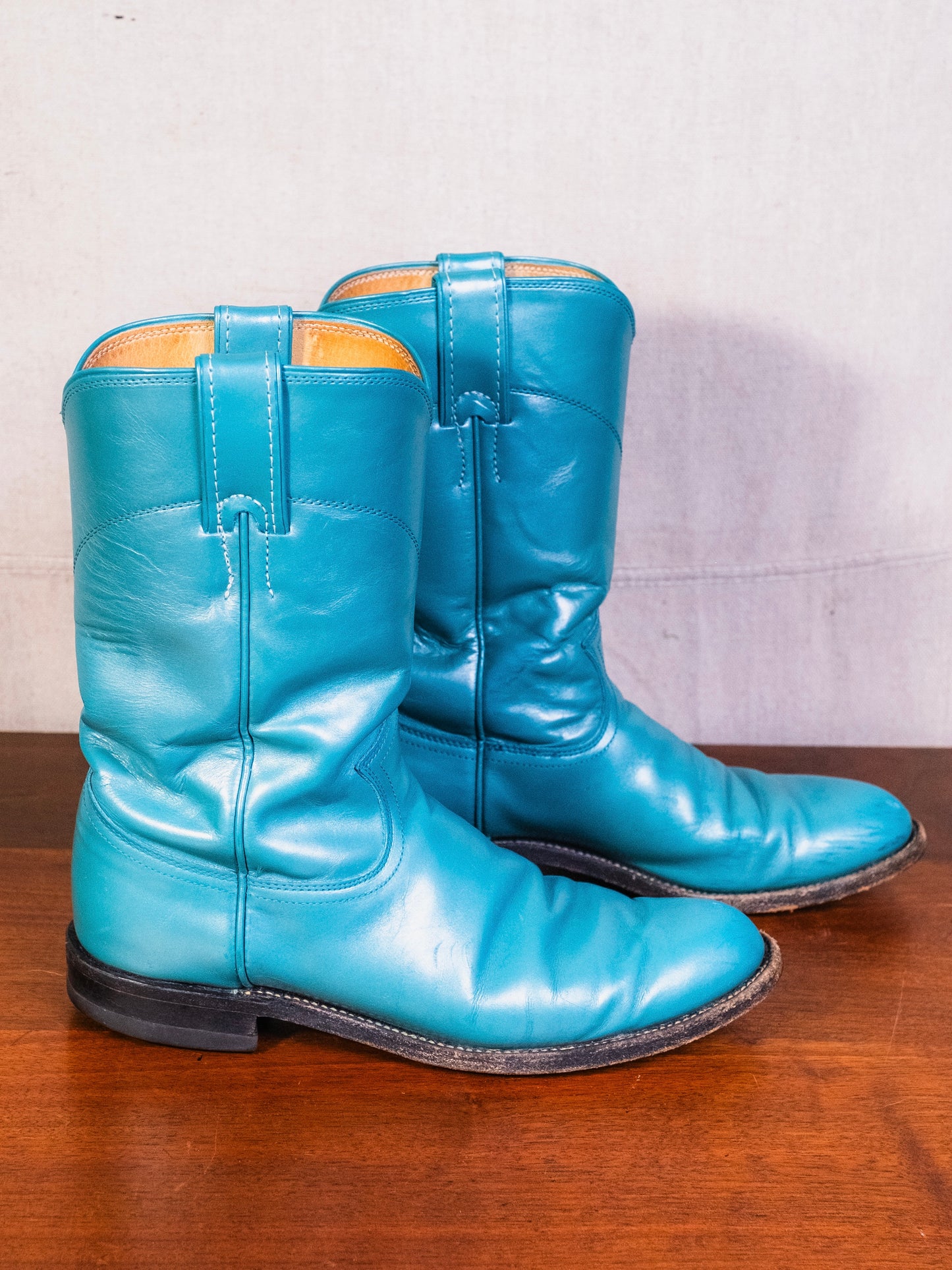 Vintage Justin Turquoise Leather Western Roper Boots | Women’s 7.5