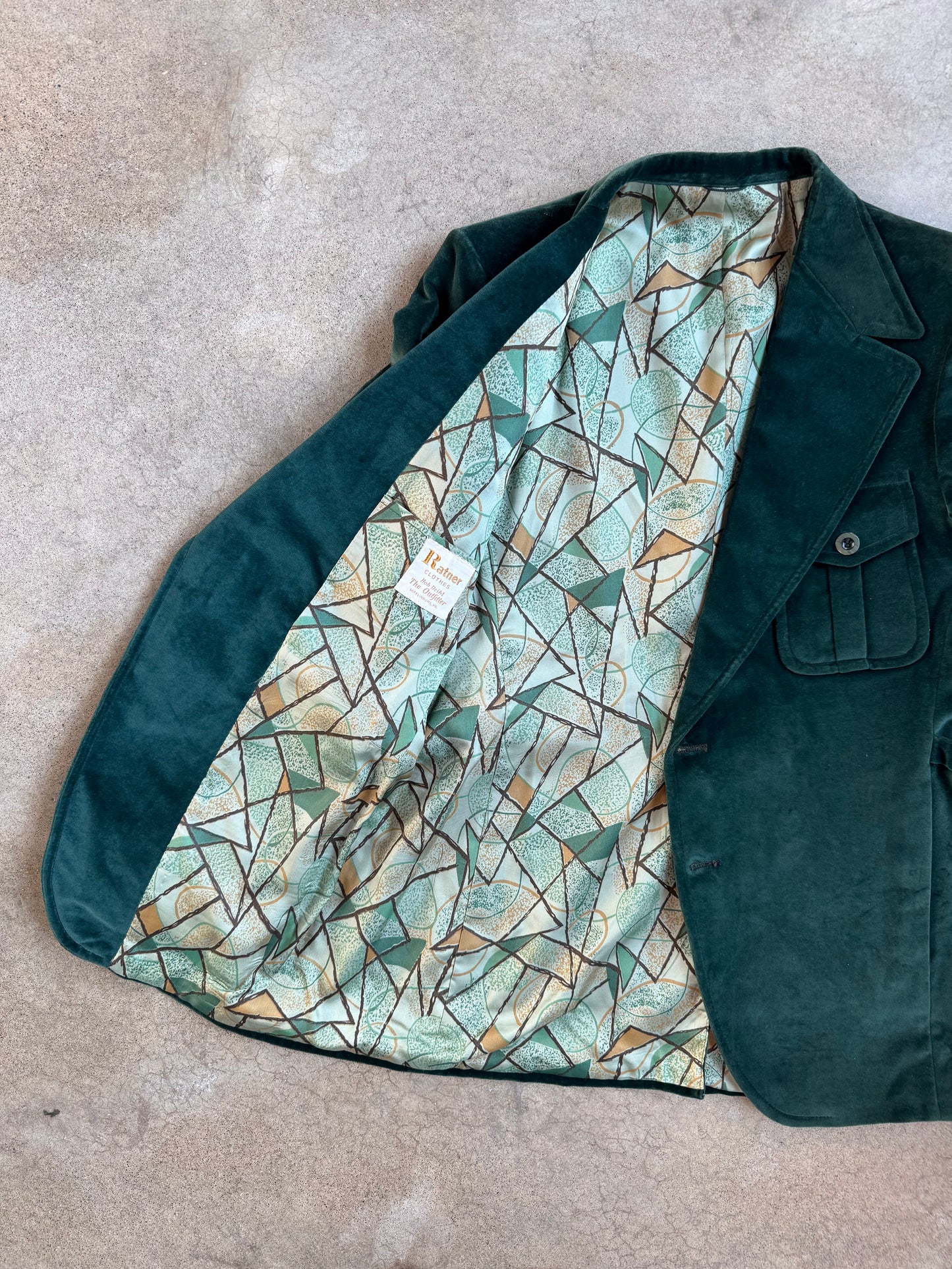 Vintage 1970s Ratner Green Velvet Two-Piece Suit | L/XL