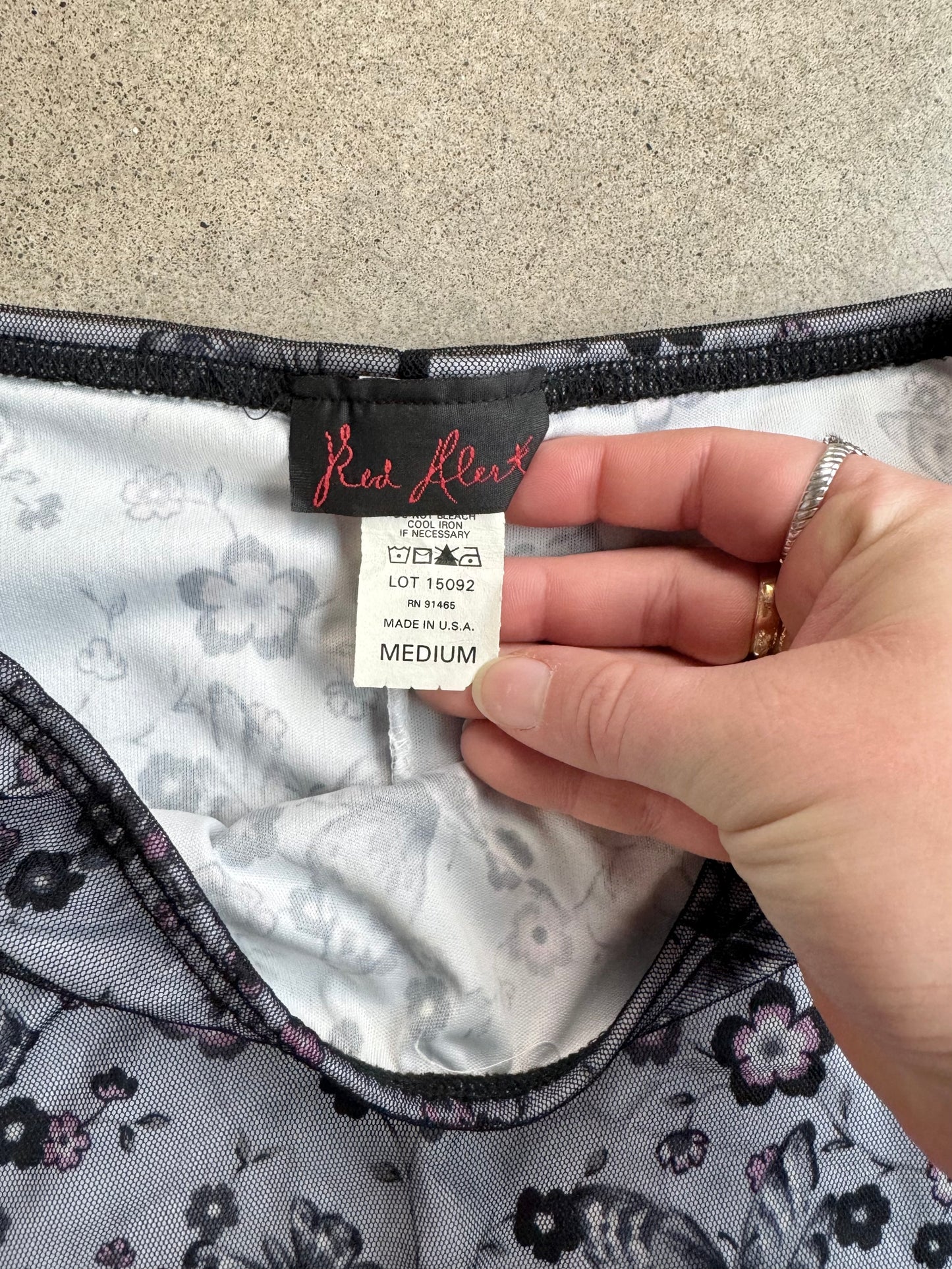 Vintage 1990s Red Alert Black Mesh Overlay Butterfly Print Maxi Skirt | Medium