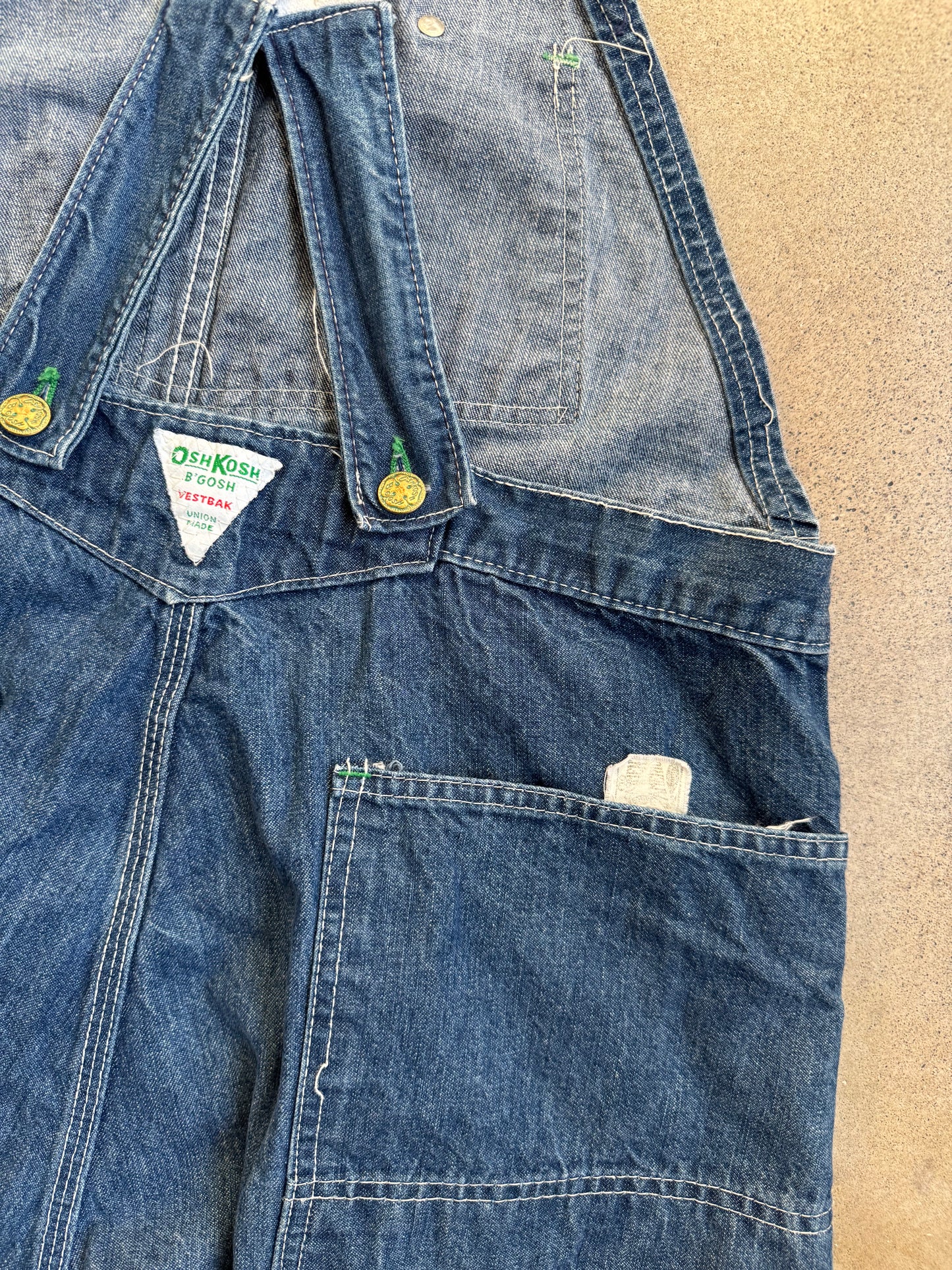 Vintage 1960s OshKosh B’Gosh Sanforized Denim Overalls | Large