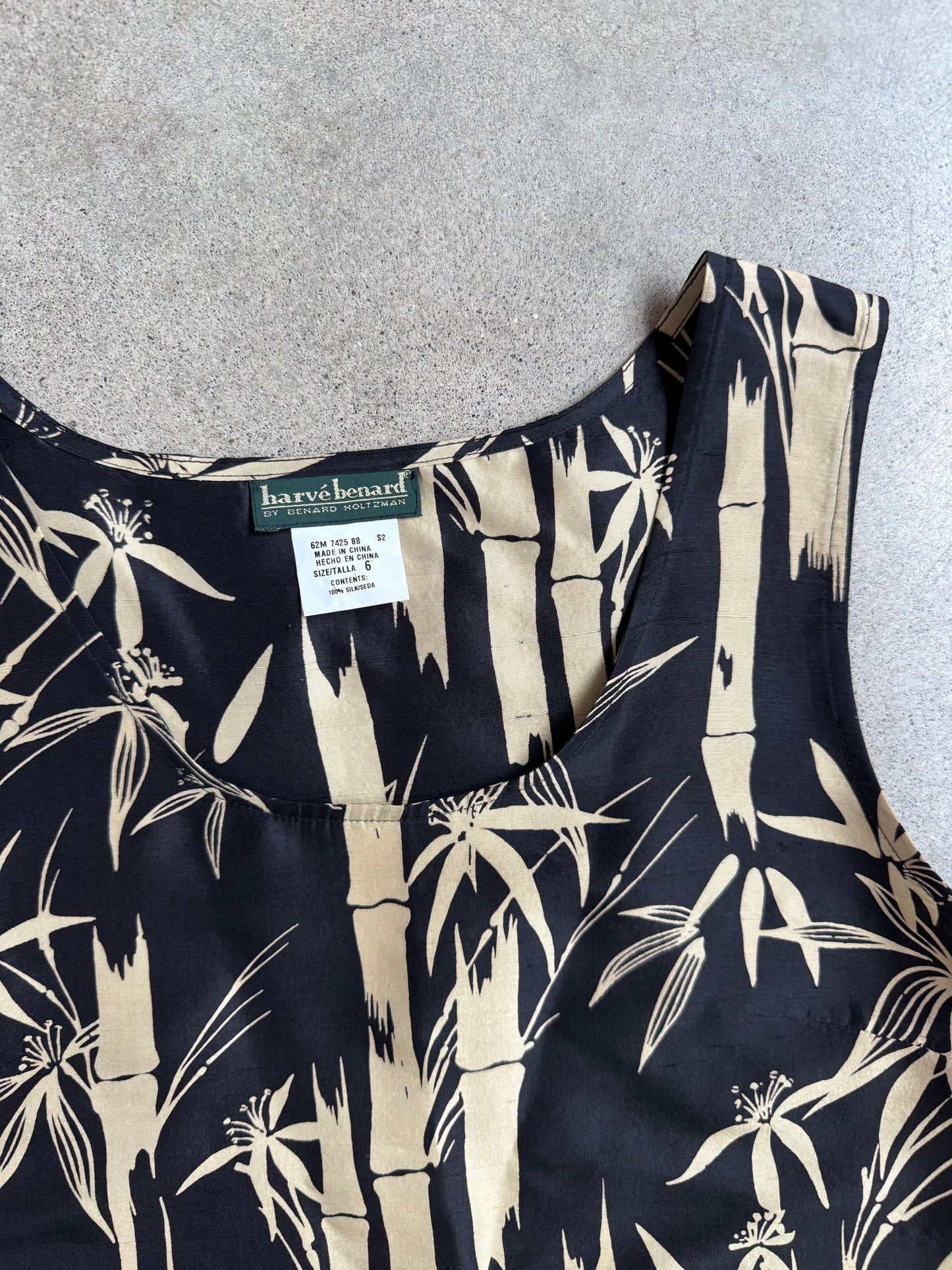 Vintage 1990s Harvé Benard 100% Silk Bamboo Print Two-Piece Set | Small