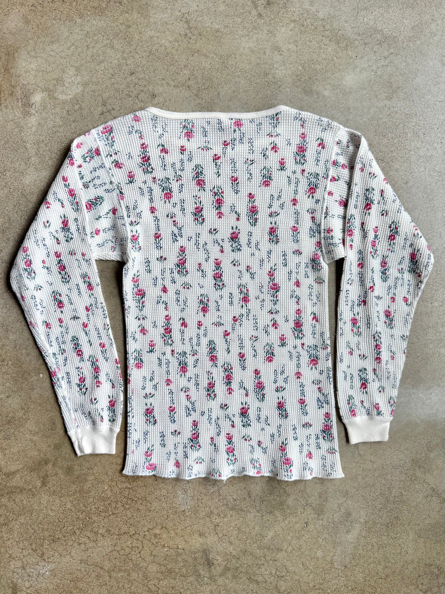Vintage 1980s J.E. Morgan Floral Print Waffle Thermal | L/XL
