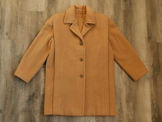 Vintage 1980s Camel Tan Overcoat | Large