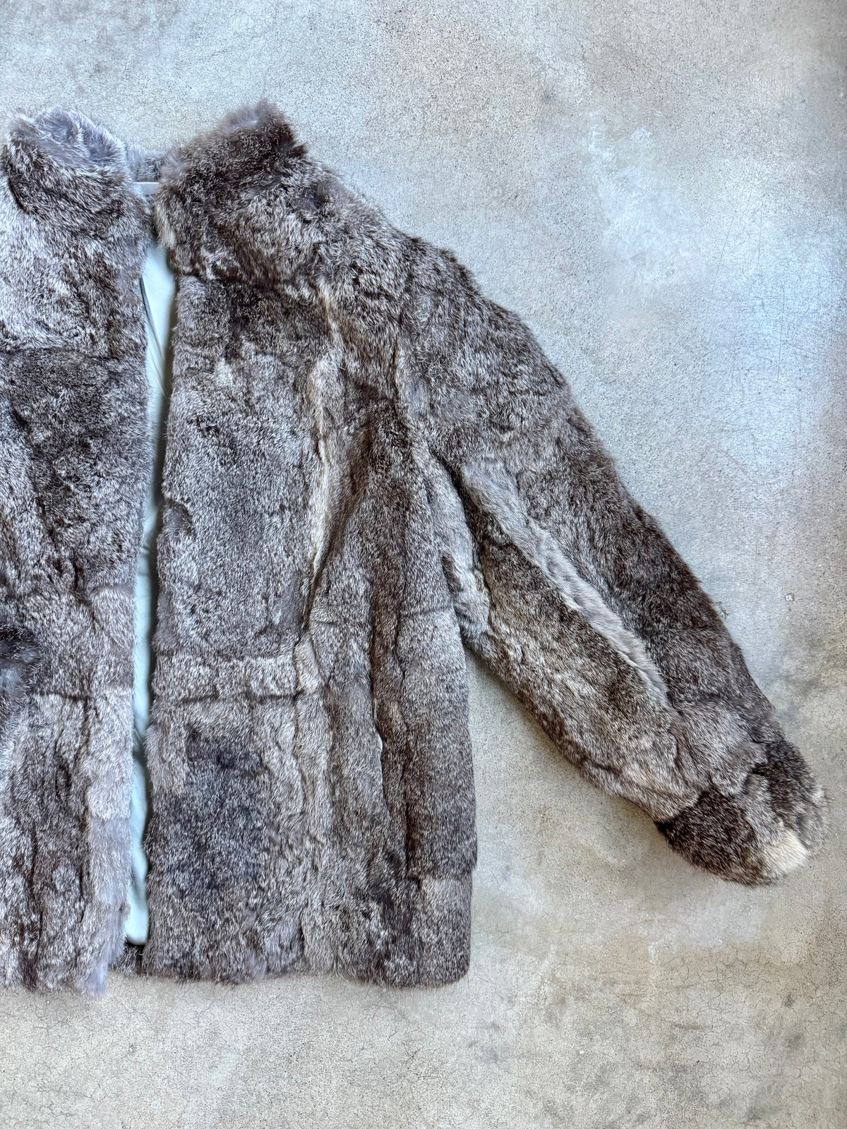 Vintage 1980s Somerset Furs Grey Rabbit Fur Coat | Medium