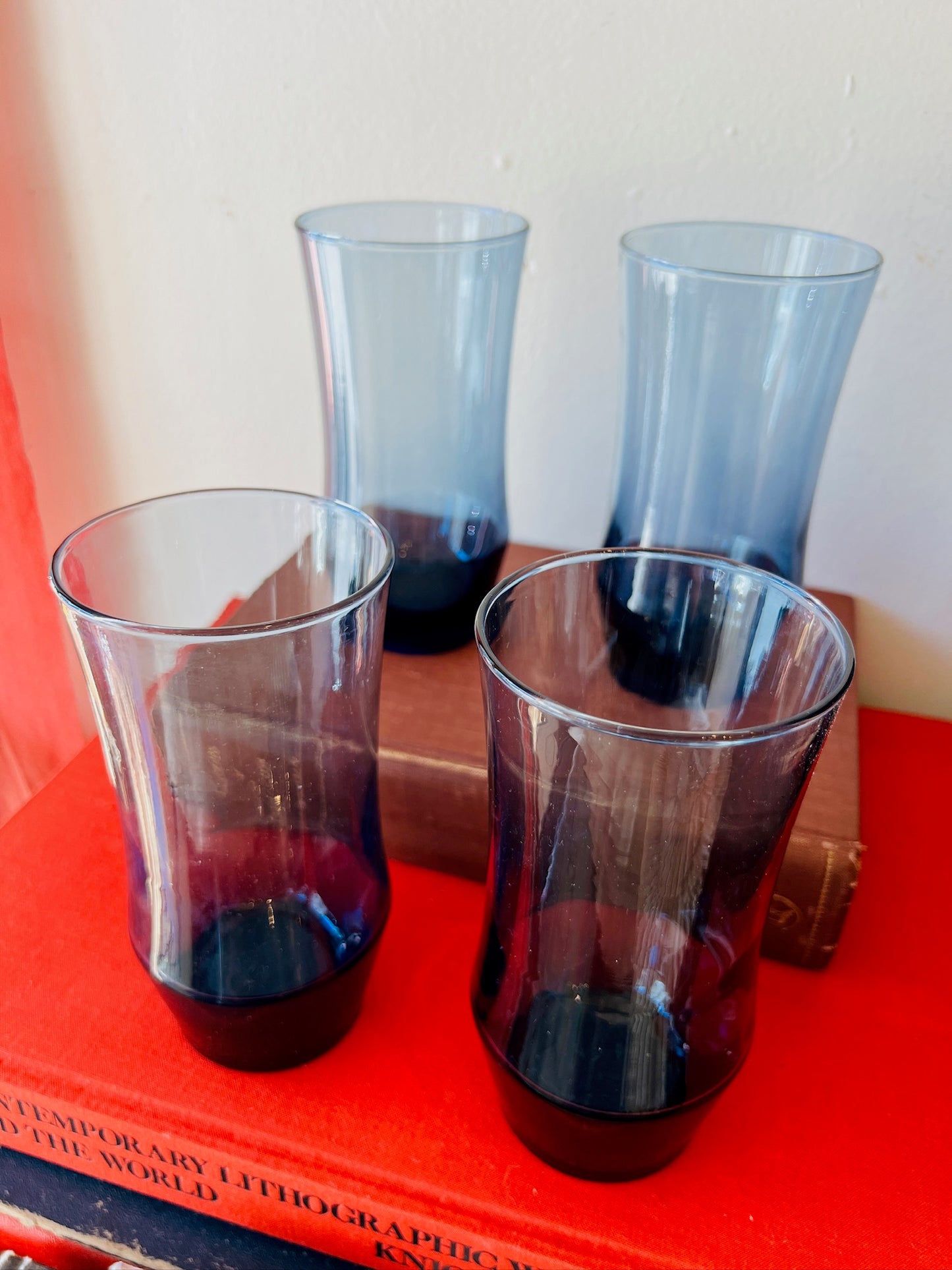 Vintage 1960s/70s Libbey Apollo Blue Glass Tumblers | Set of 4