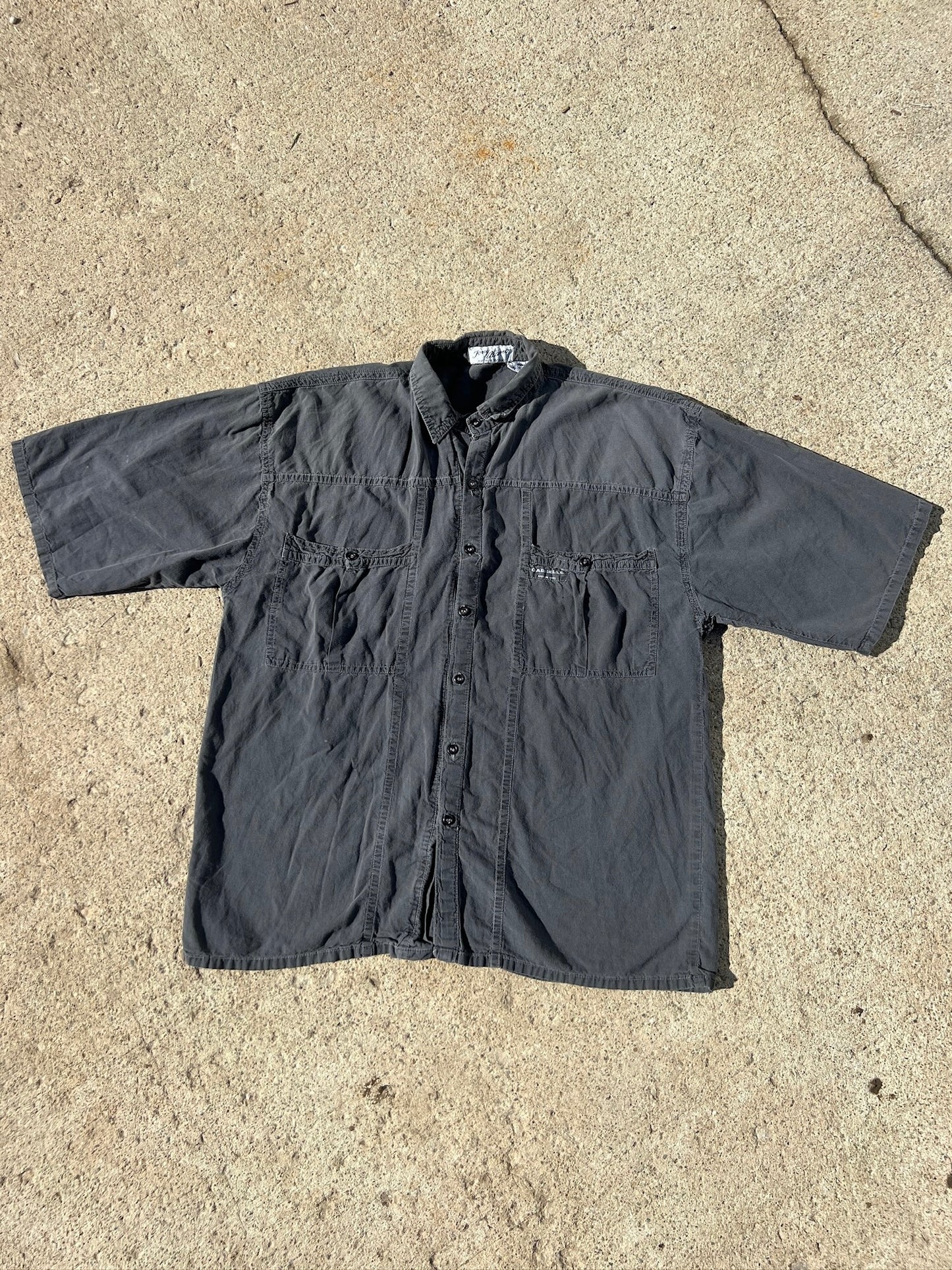 Vintage Tony Alamo of Nashville Grey Cotton Short Sleeve Utility Shirt | Large