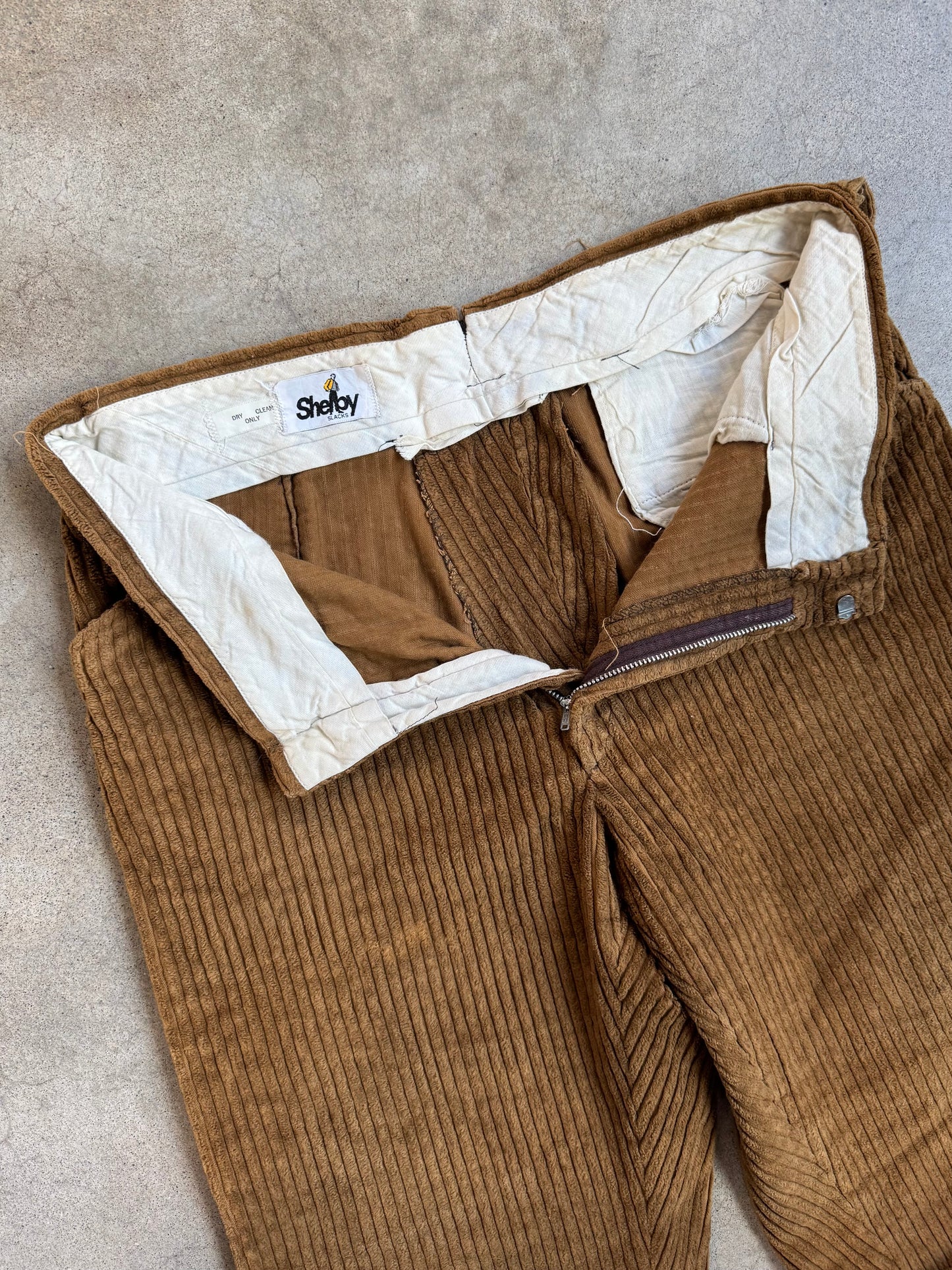 Vintage 1960s Shelby Slacks Brown Corduroy Flare Trousers | Waist 36”
