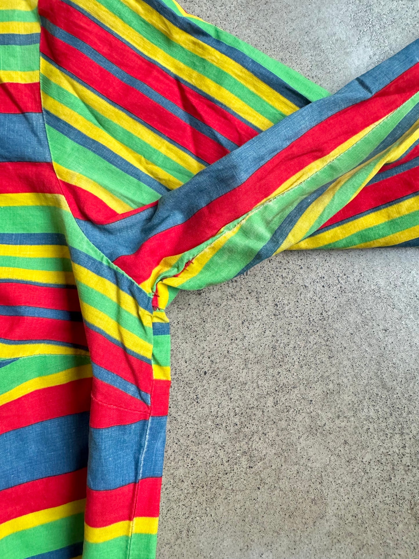 Vintage 1930s/40s Multi-Color Striped Bow Blouse | S/M