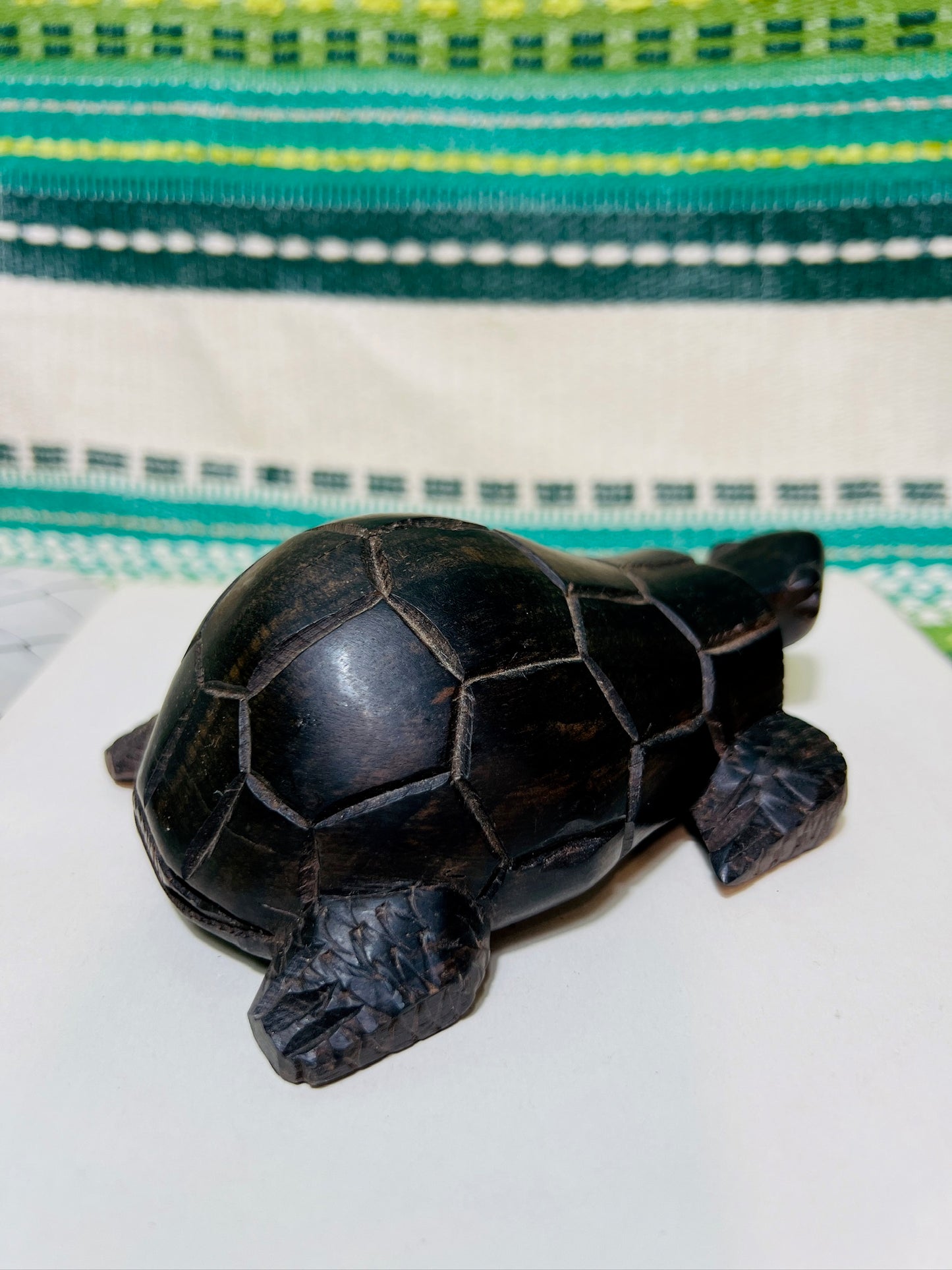 Vintage Solid Wood Hand Carved Turtle