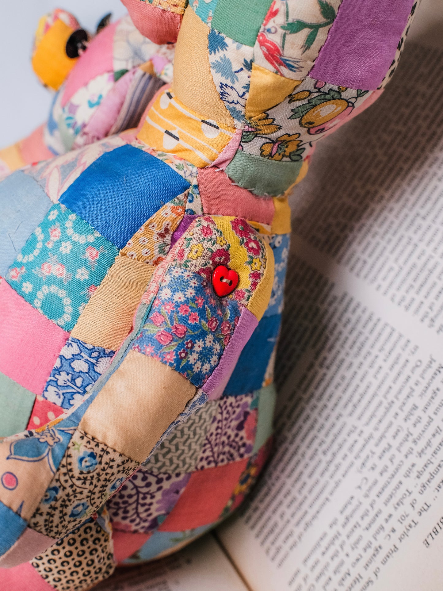 Vintage 1940s Handmade Quilted Patchwork Teddy Bears | Set of 2