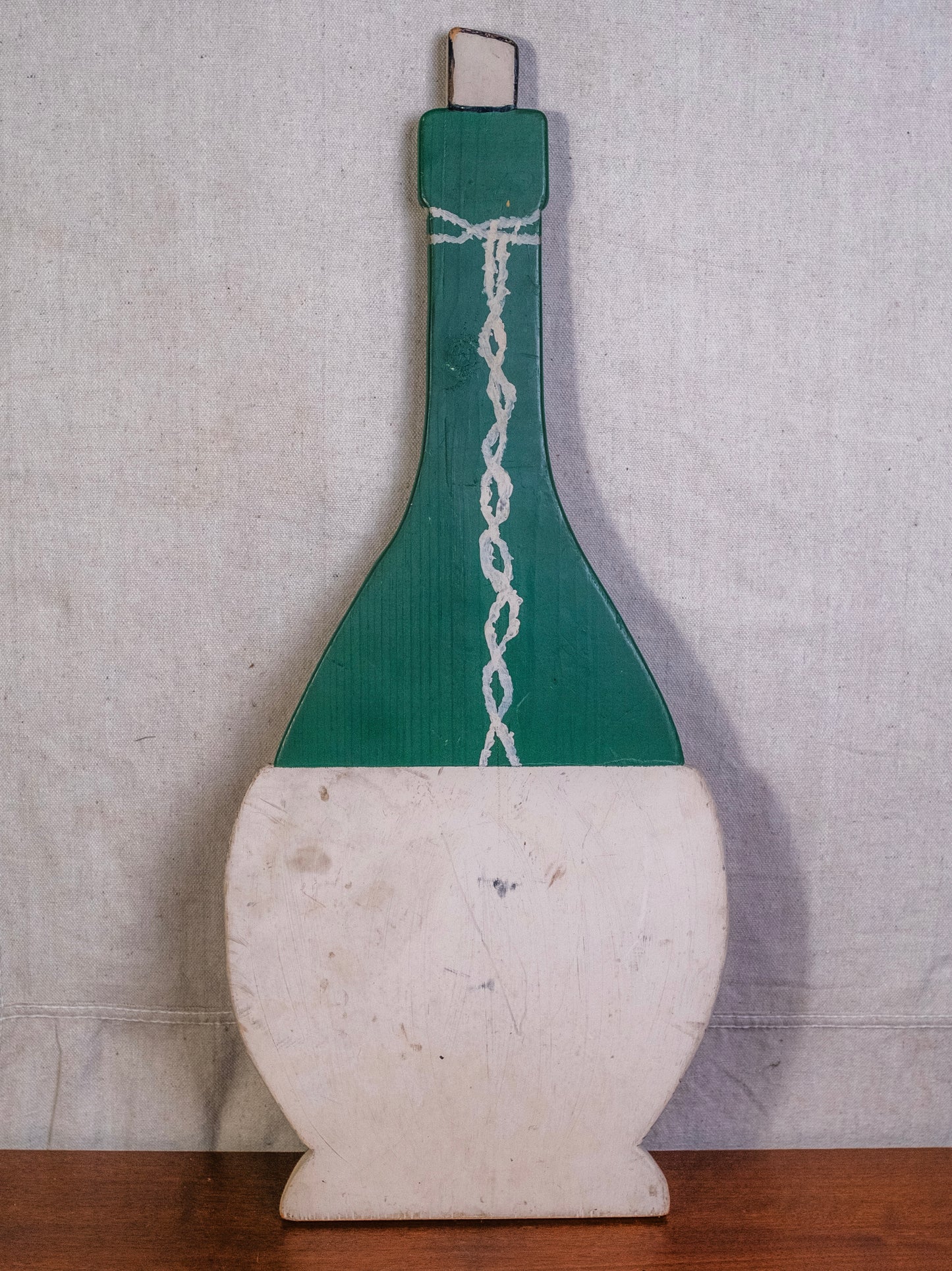 Vintage 1960s Hand-Painted Ruffino Bottle Wooden Cutout Art