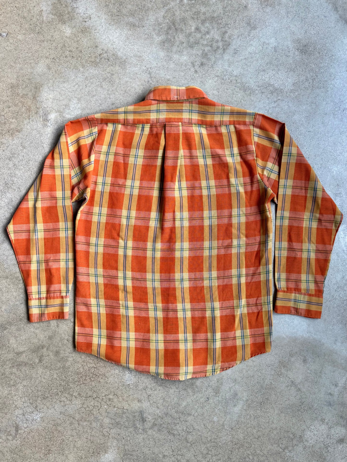 Vintage 1950s Sears Perma-Prest Orange Plaid Button-Down Shirt | Medium