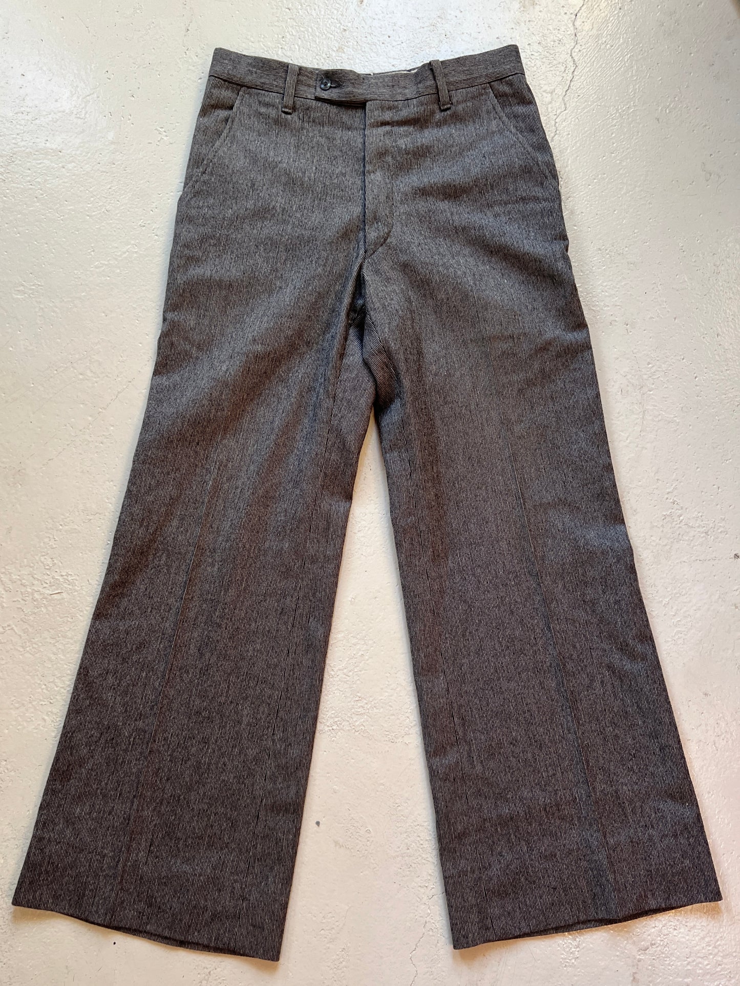 Vintage Grey Striped Wool Trousers | Waist 29”