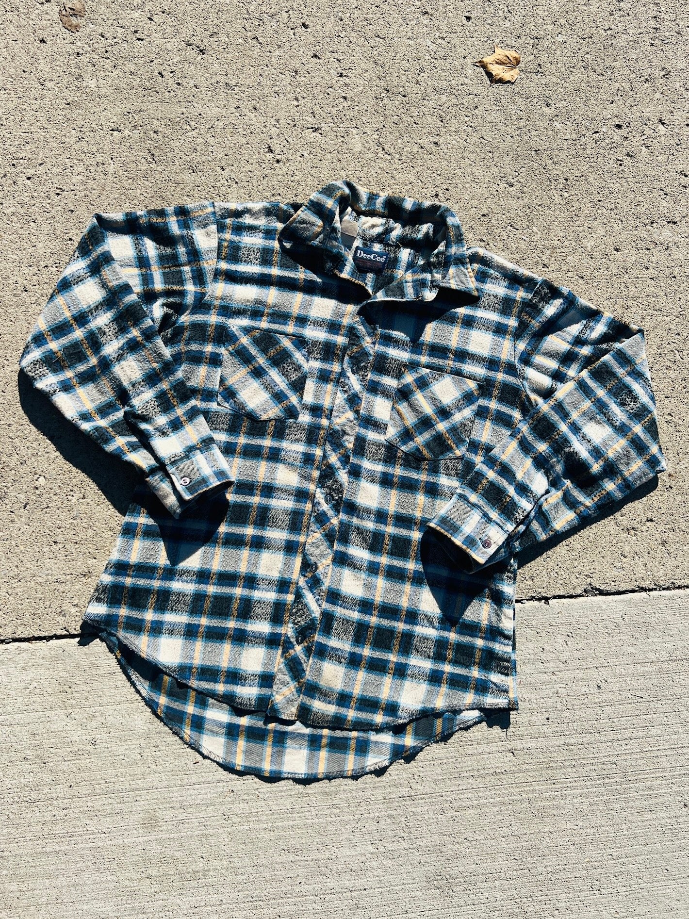 Vintage 1970s/80s DeeCee Blue Plaid Worn Flannel Shirt | Large