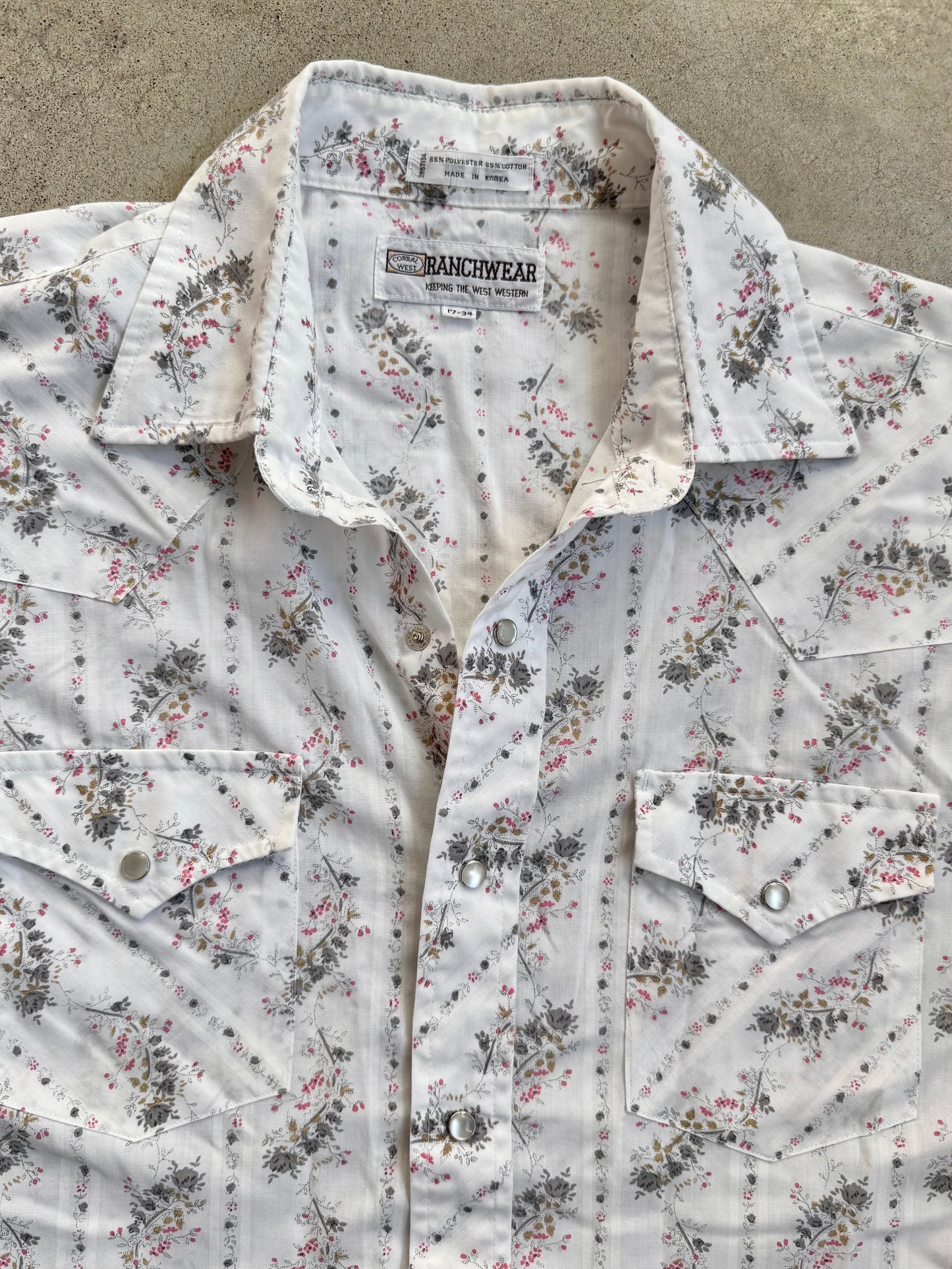 Vintage 1980s Corral West Ranchwear Floral Pearl Snap Western Shirt | XL