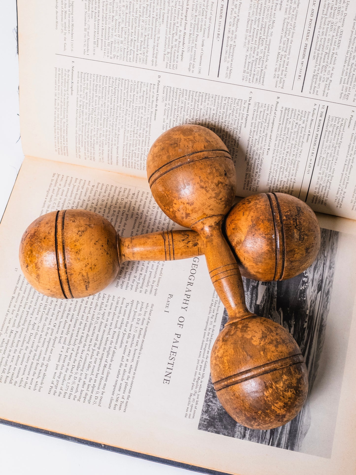 Antique Wooden Dumbbells | Set of 2