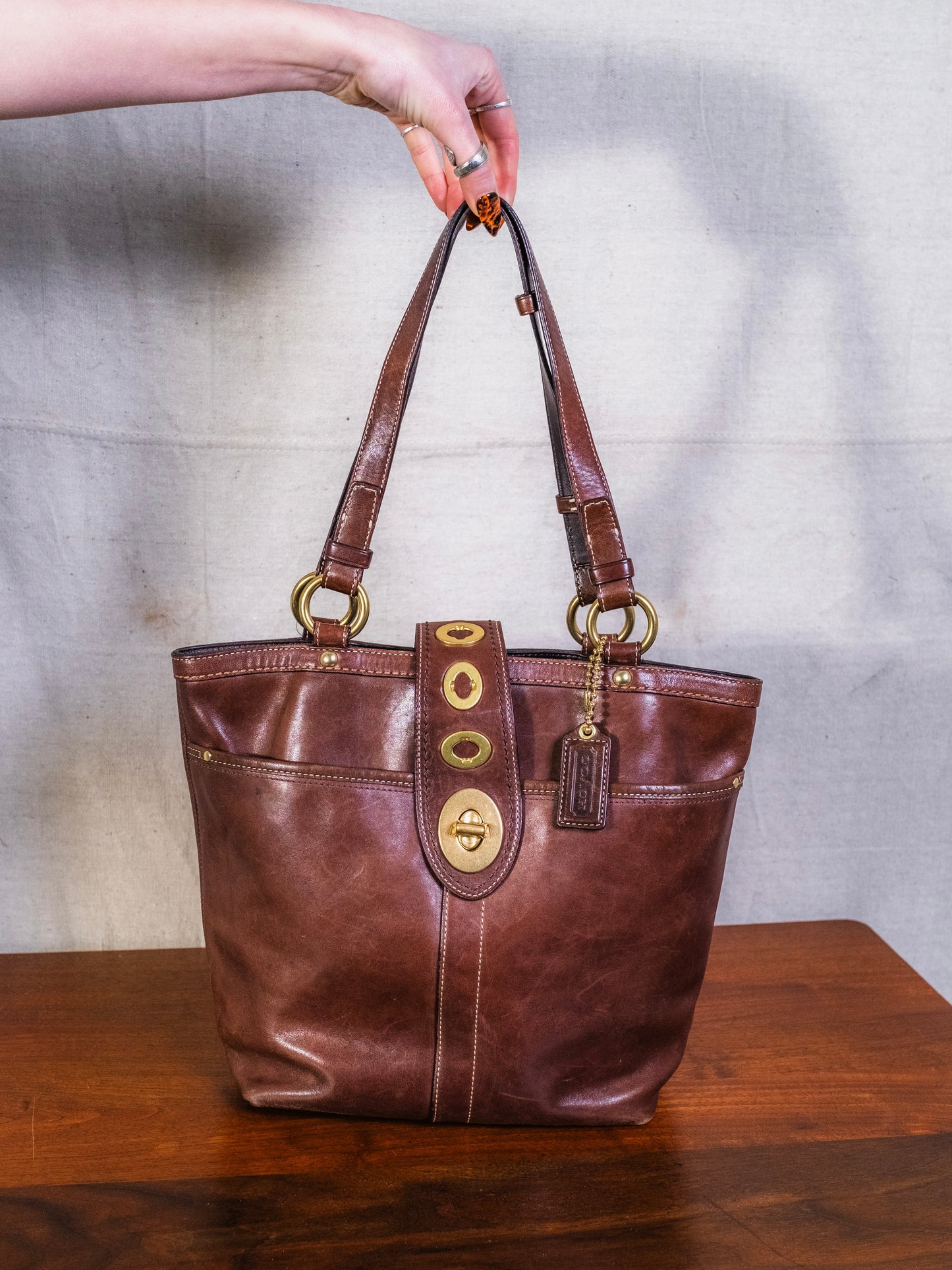 2000s Coach Lily Legacy Brown Leather Shoulder Bag | Style No. F13757