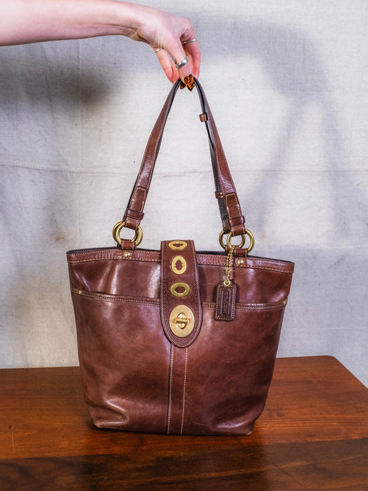 2000s Coach Lily Legacy Brown Leather Shoulder Bag | Style No. F13757
