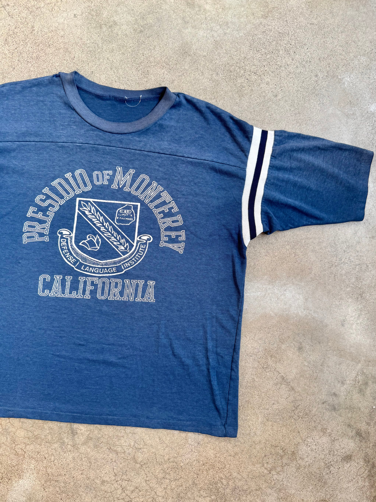 Vintage 1970s Presidio of Monterey Defense Language Institute Athletic Tee | Large