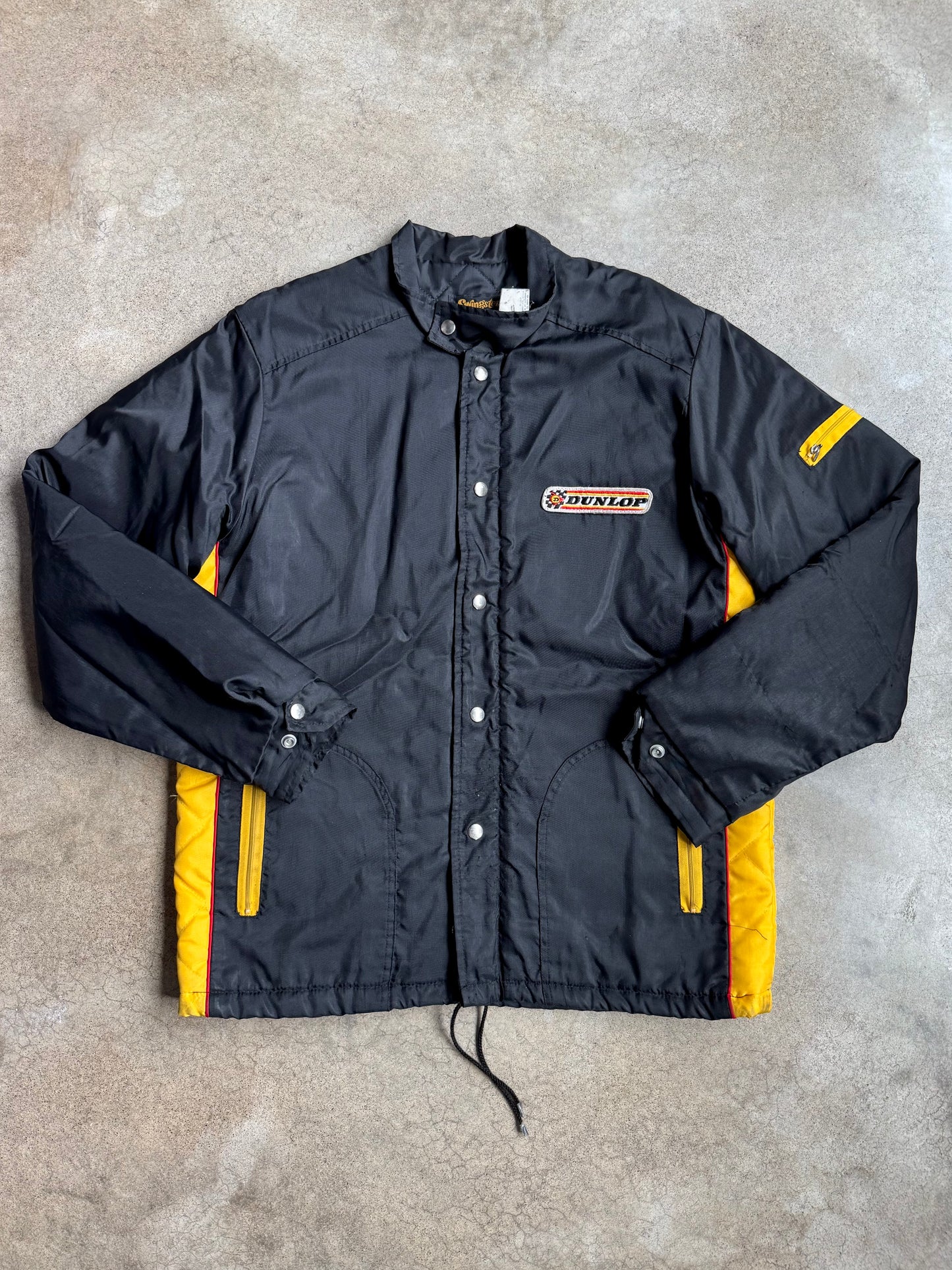 Vintage 1980s Swingster Black Dunlop Racing Jacket | Large