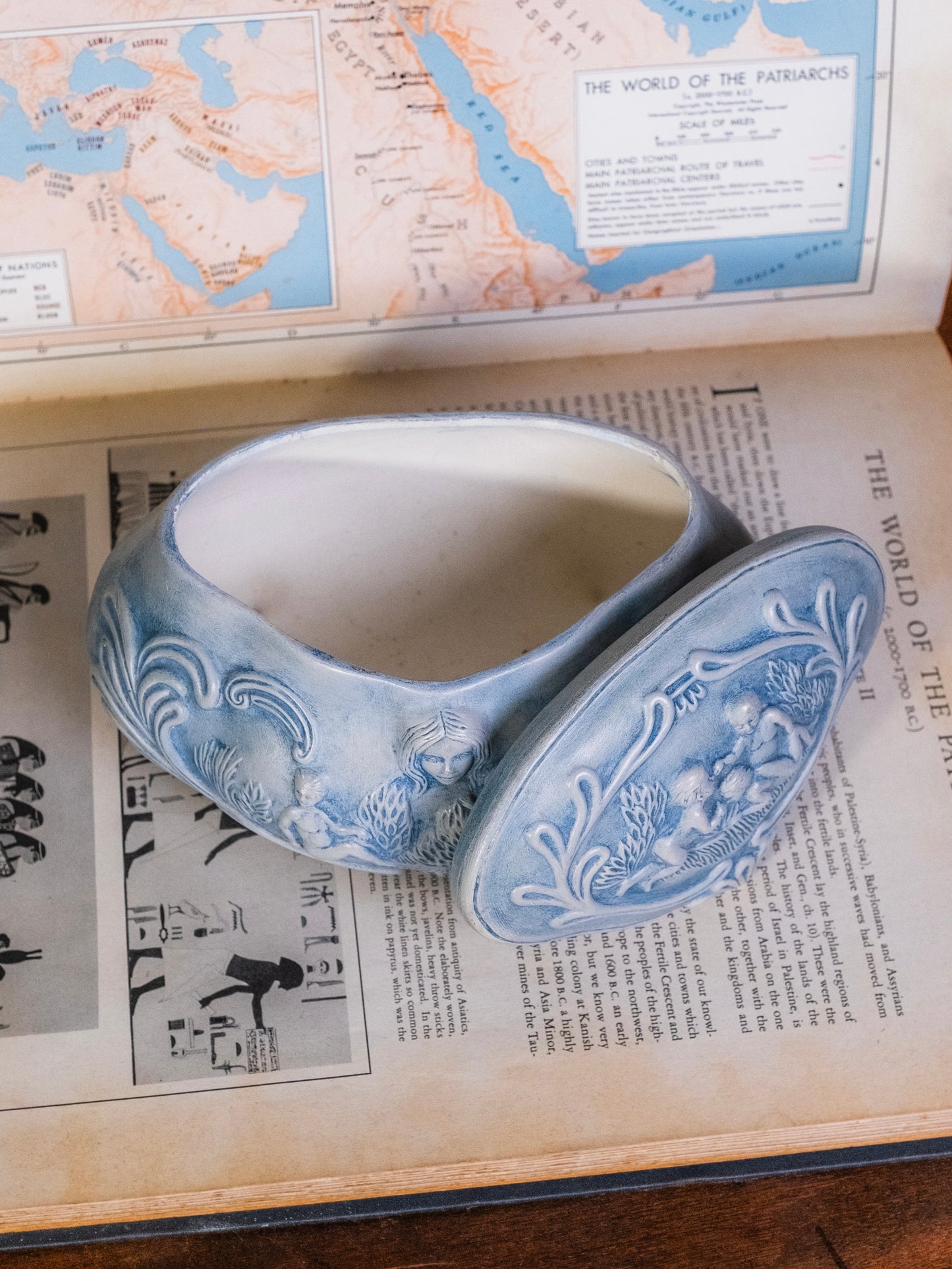 Vintage 1980s Art Nouveau-Style Ceramic Lidded Dish | Signed