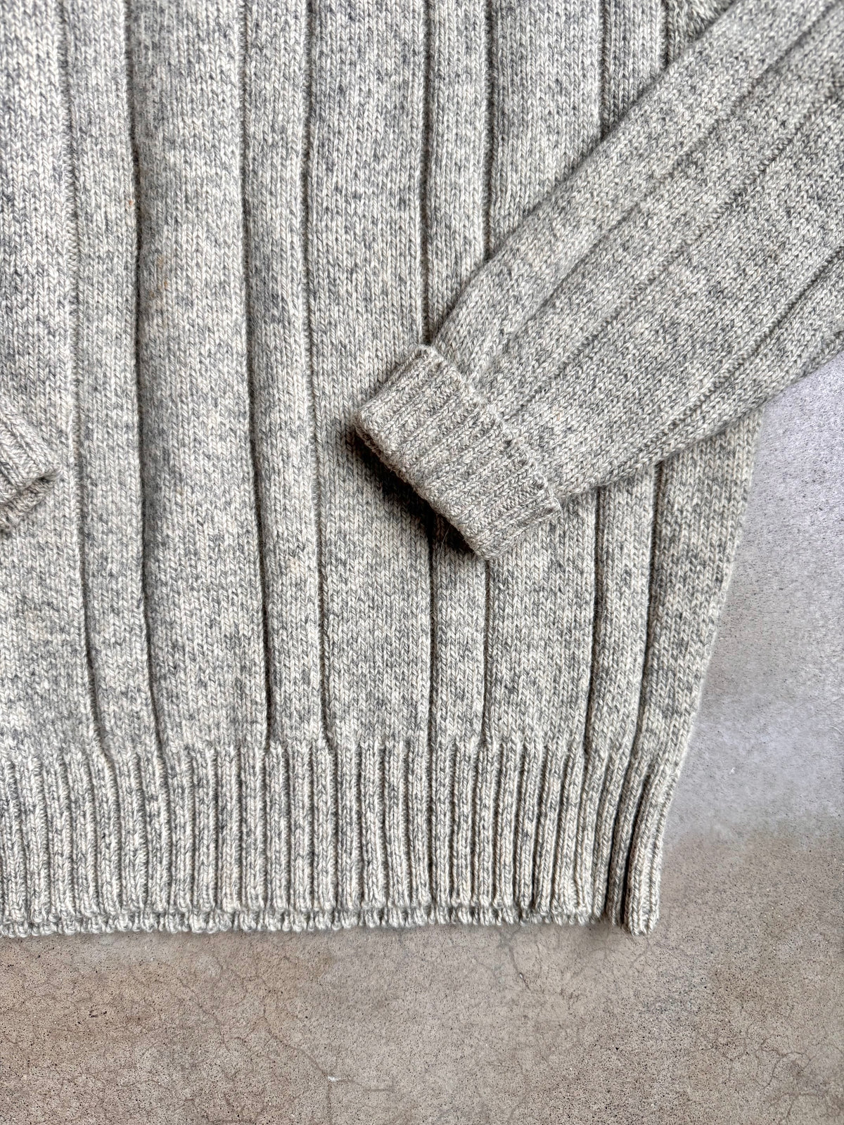 Vintage 1990s J. Crew Grey Rib Knit Wool Oarsmen Crewneck Sweater | Large