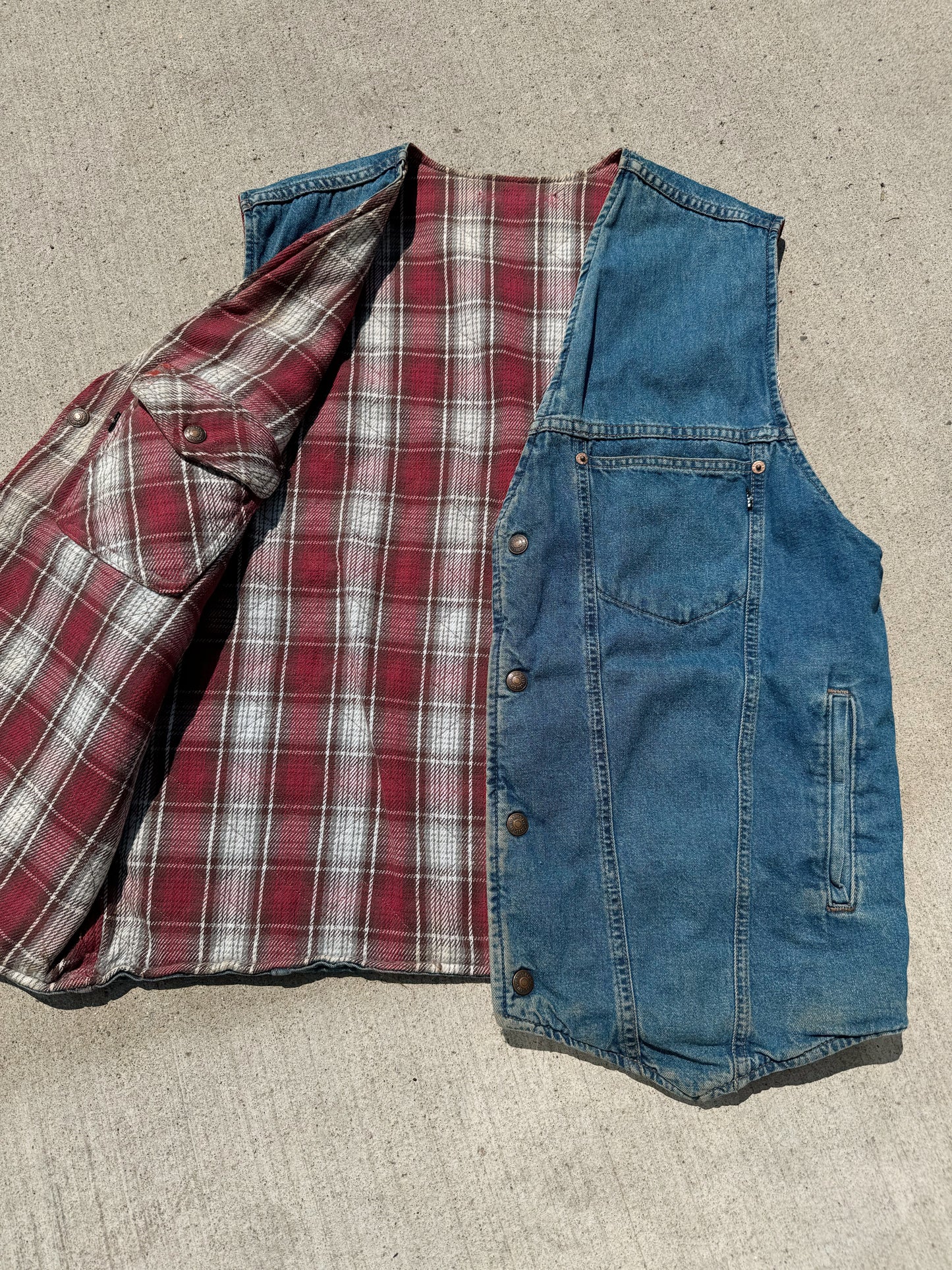 Vintage 1990s Levi’s Reversible Denim & Flannel Vest | Medium