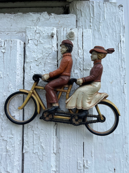 Vintage 1970s Homco "Couple on Bike" Plastic Wall Hanging