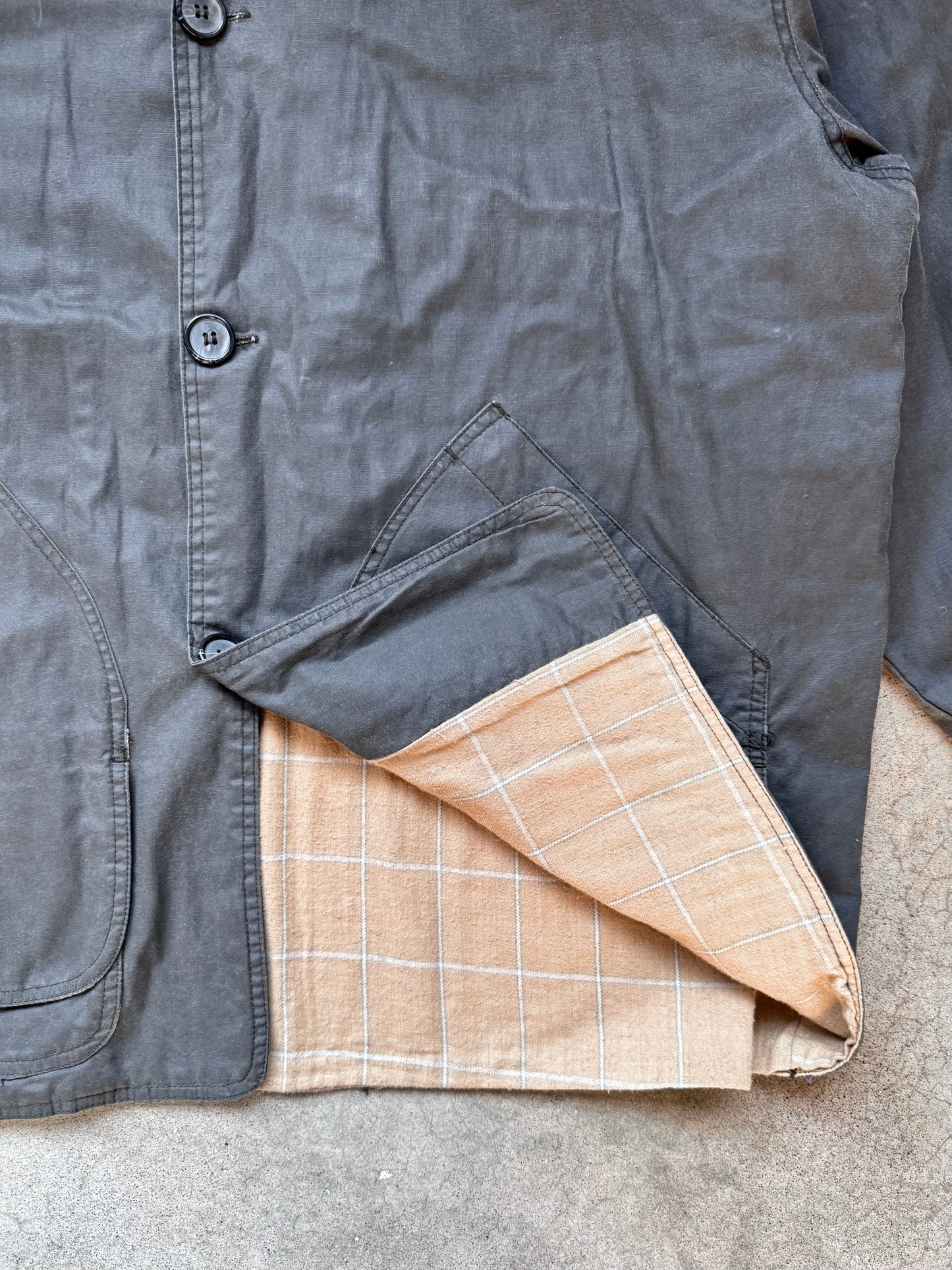Vintage 1990s J. Crew Canvas Cotton Flannel Lined Chore Coat | XL