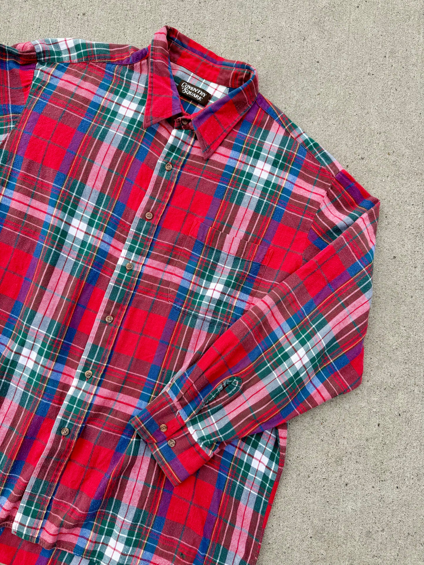 Vintage Coventry Square Red Plaid Flannel Shirt | XXL