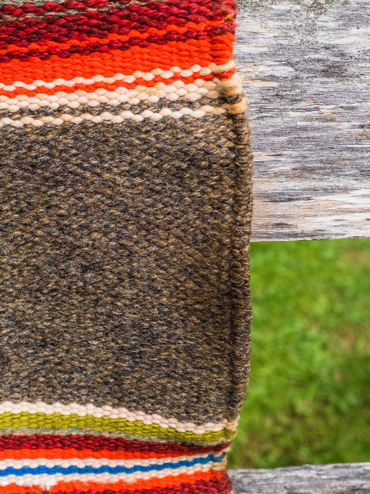 Vintage Southwestern Woven Wool Fringe Trim Chimayo Rug