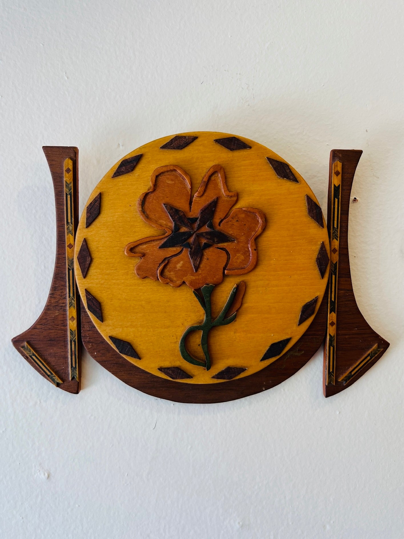 Vintage Art Deco Floral Wooden Wall Art