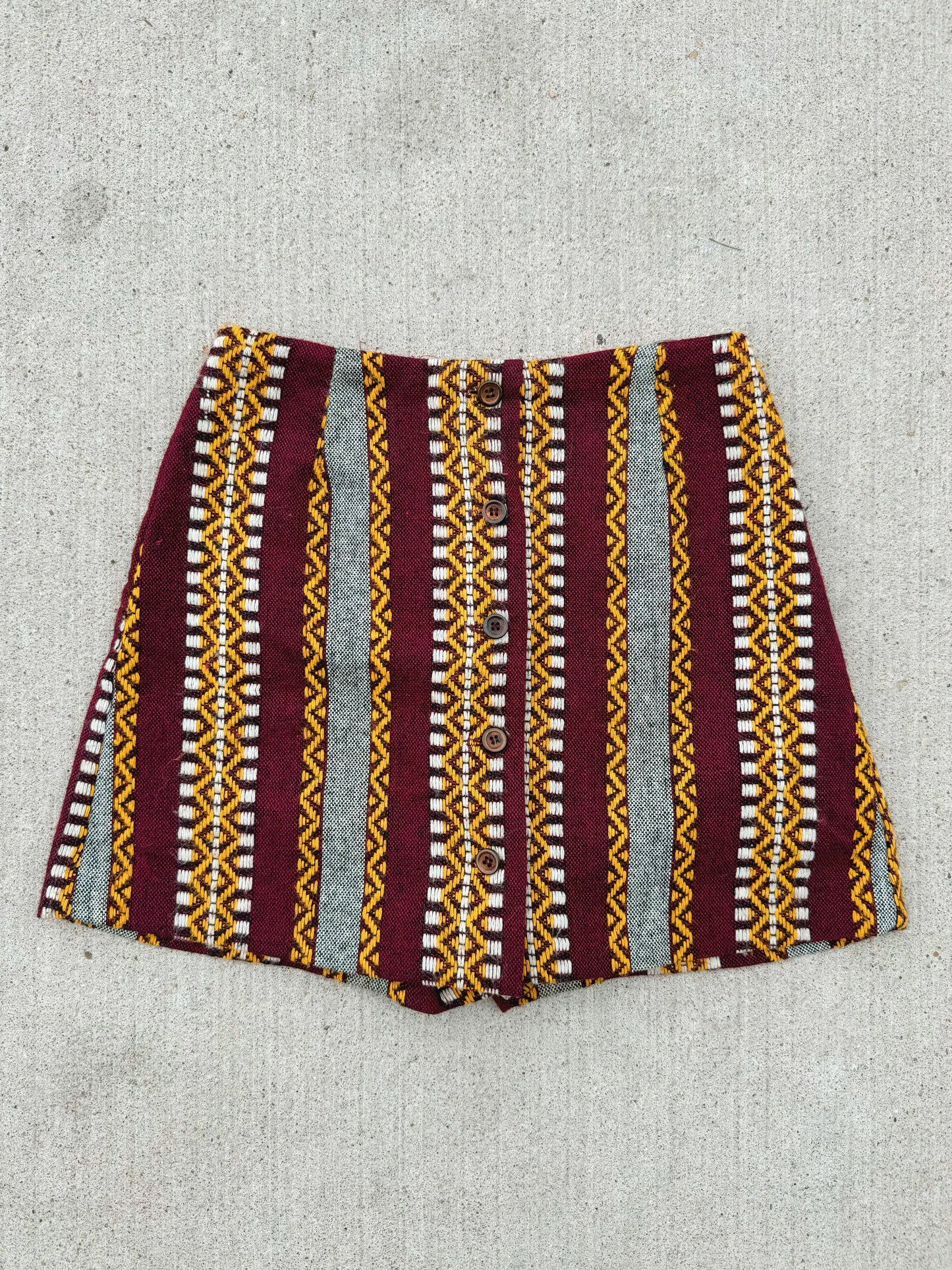 Vintage 1960s/70s Woven Wool Button Front Skort