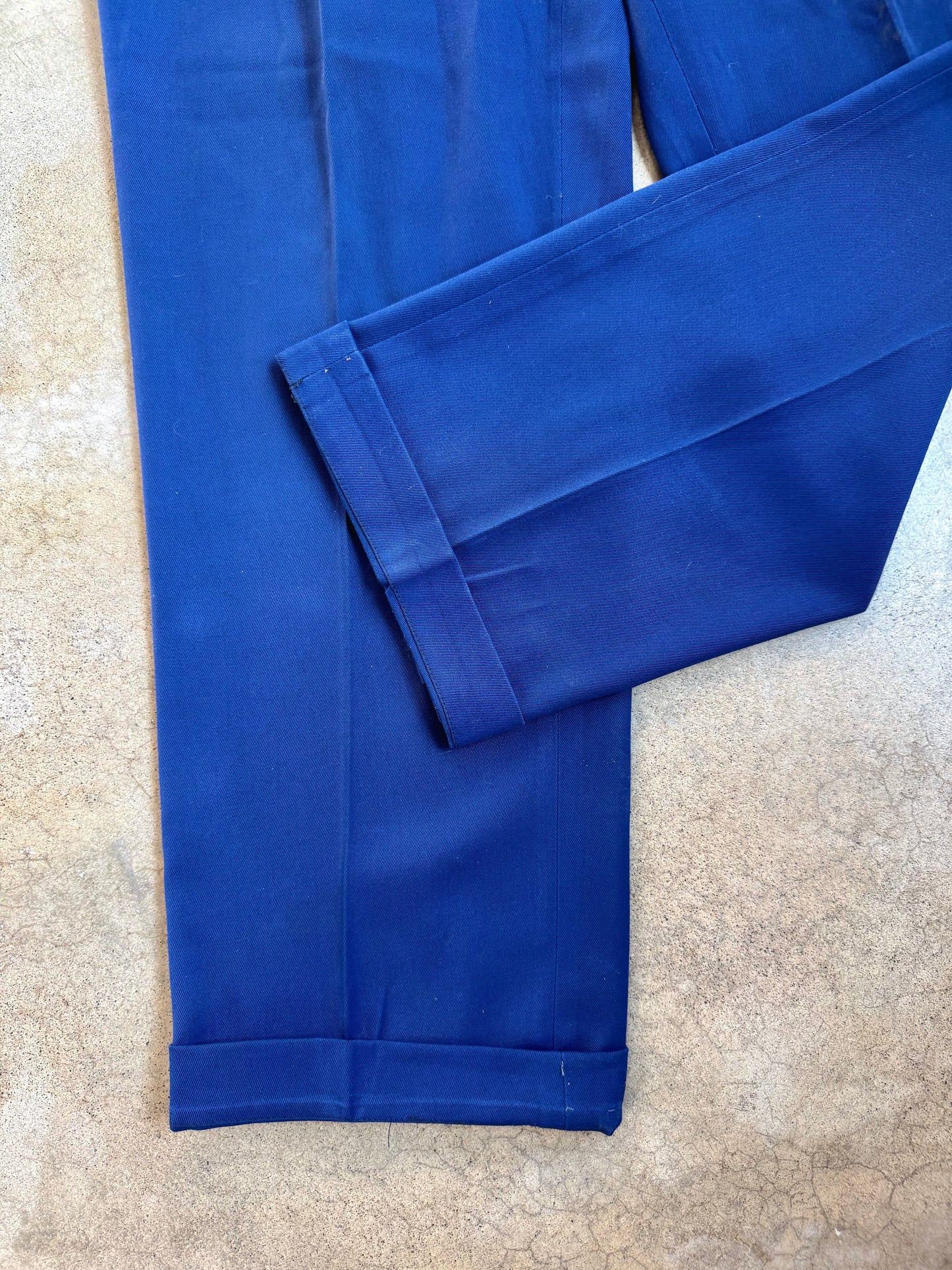 Vintage 1950s Riverside Masterbilt Royal Blue High-Waist Pleated Trousers | Waist 32”