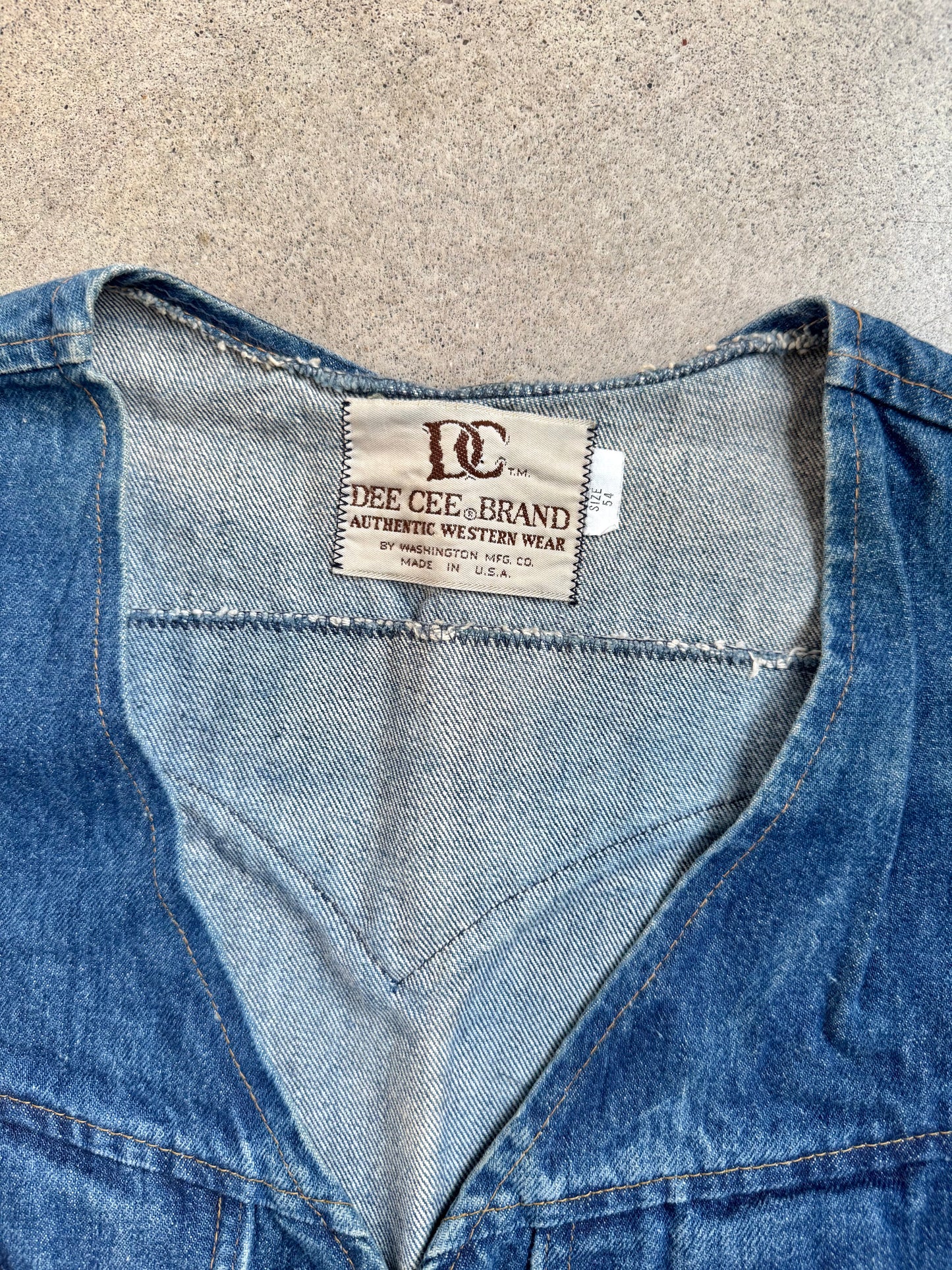 Vintage 1970s Dee Cee Western Denim Vest | 3XL