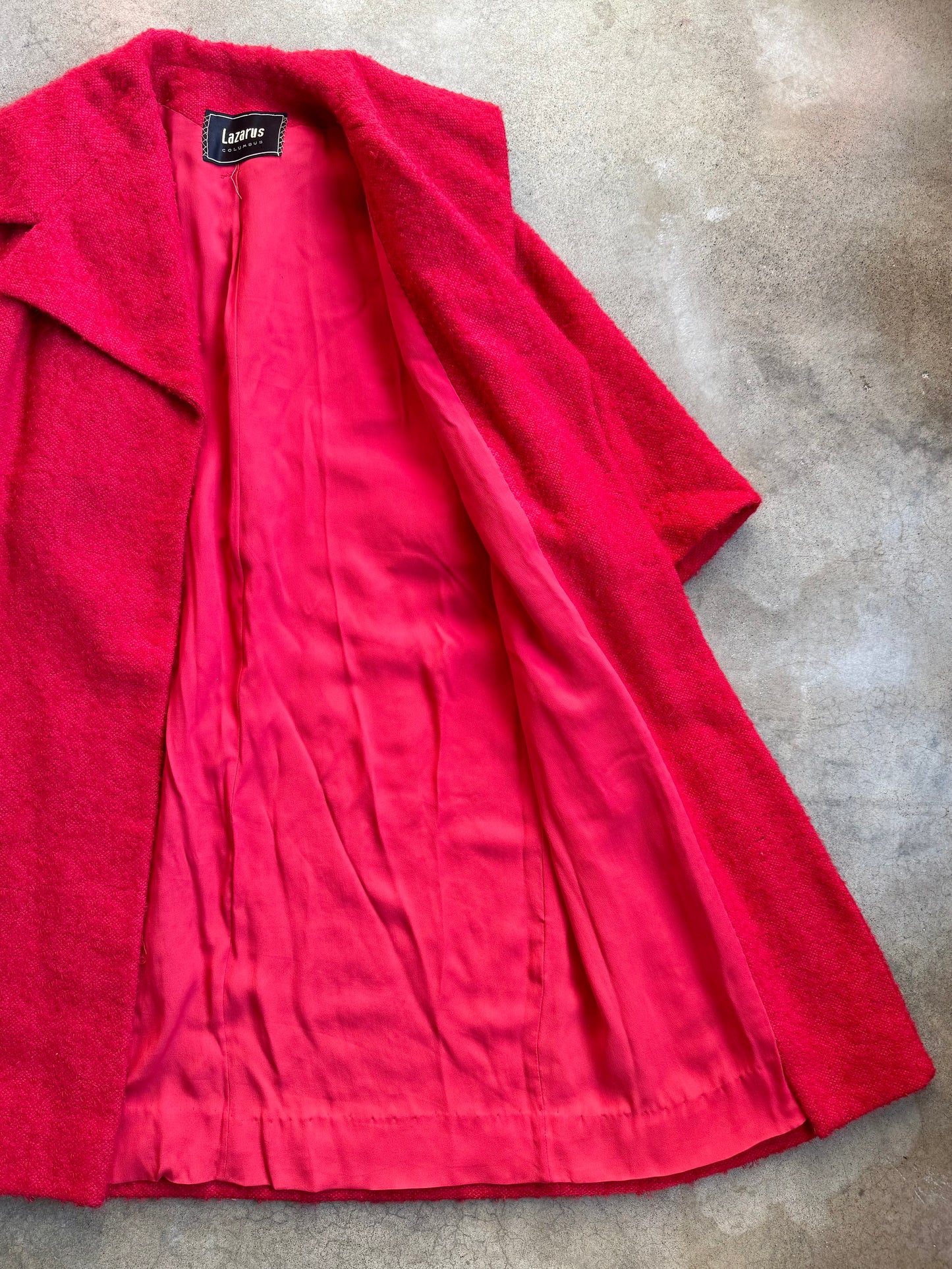 Vintage 1960s Lazarus Red Wool-Blend Swing Coat | Large