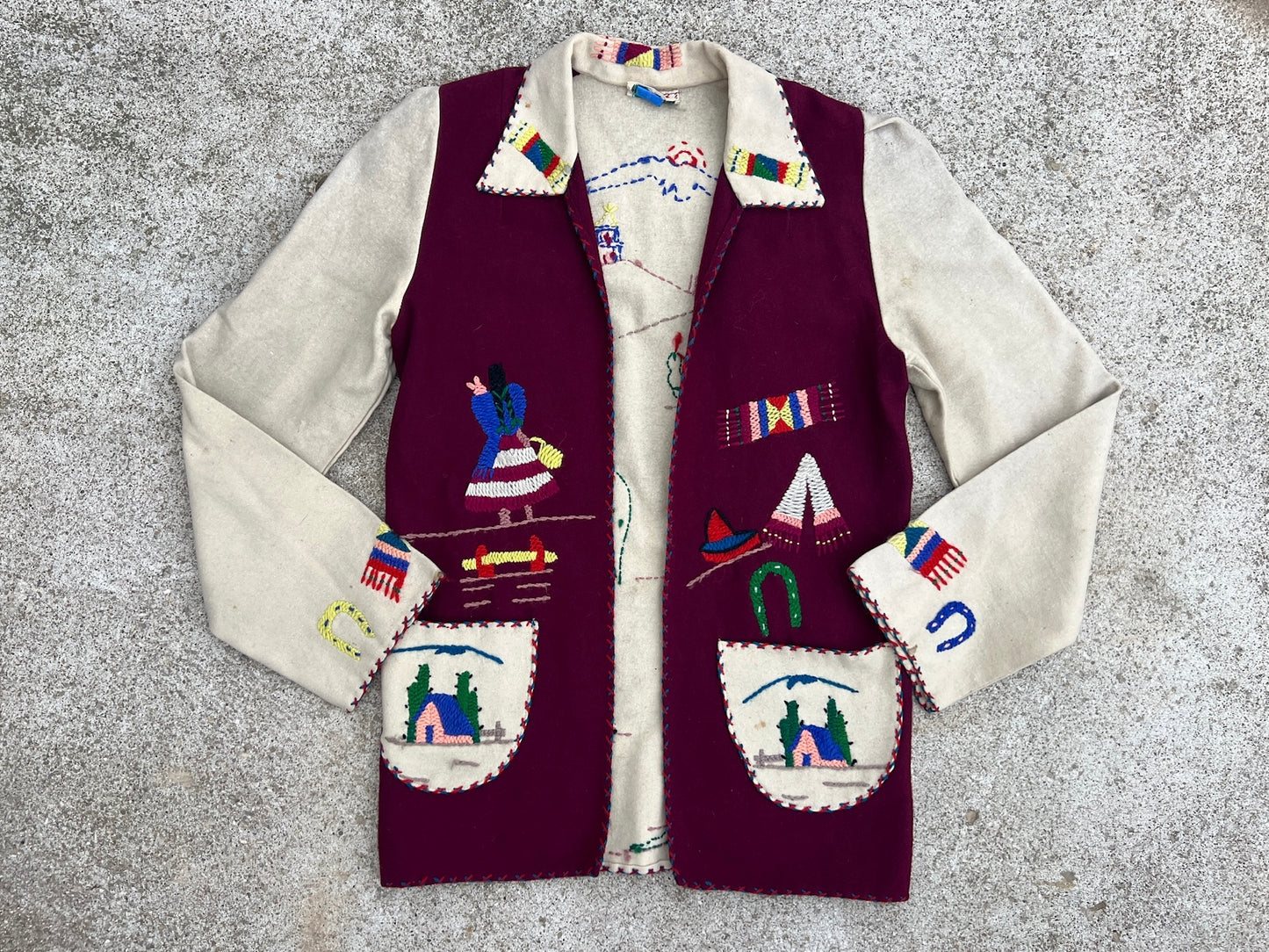 Vintage 1940s Lopez Mexican Embroidered Wool Jacket | XS/S