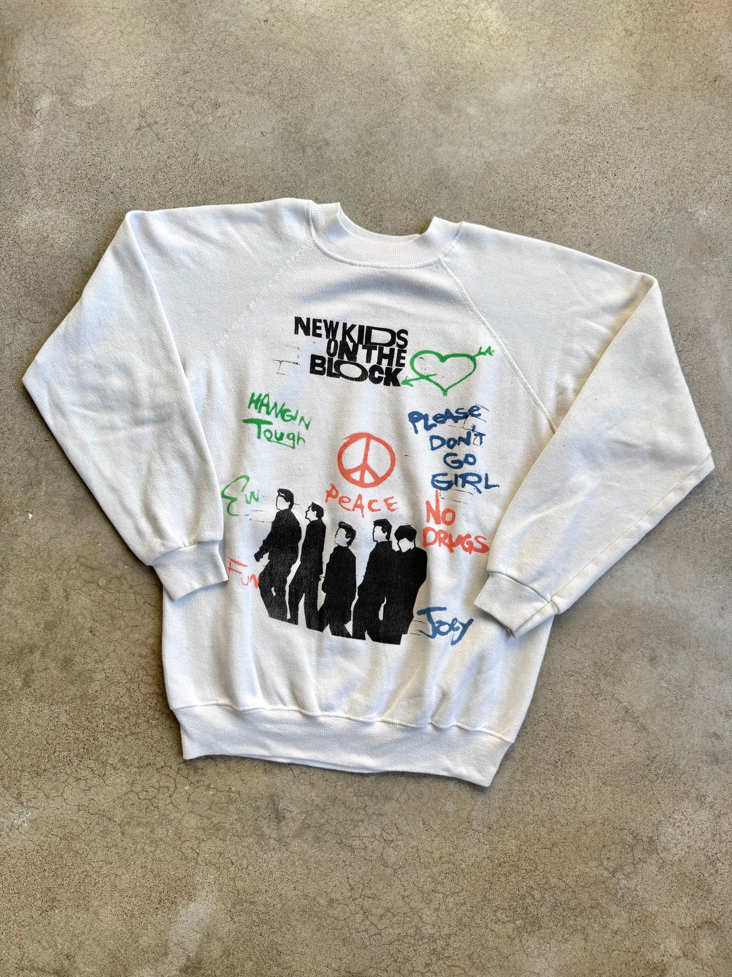 Vintage 1990s New Kids On The Block "Hangin’ Tough" Graphic Raglan Sweatshirt | Medium