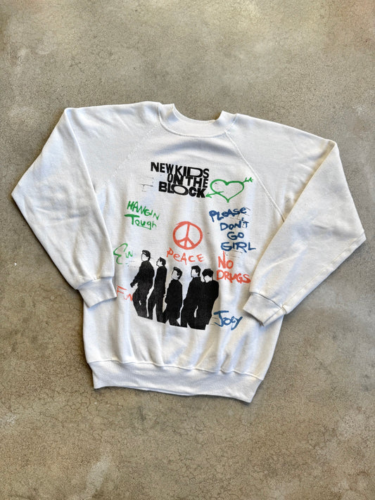 Vintage 1990s New Kids On The Block "Hangin’ Tough" Graphic Raglan Sweatshirt | Medium