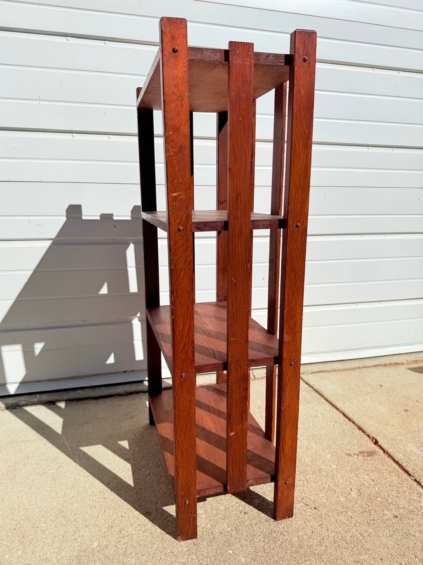 Antique 1920s Mission Style Arts & Crafts Oak 3-Tier Shelf