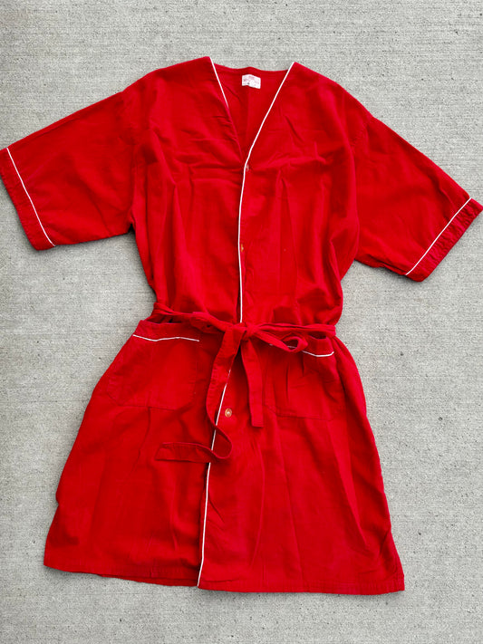 Vintage Metropolitan Styled by Enro Red Cotton Corduroy Robe | XL