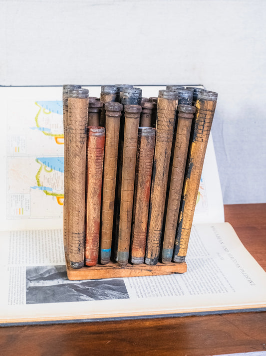 Vintage Reclaimed Wool Spool Bud Vase Art