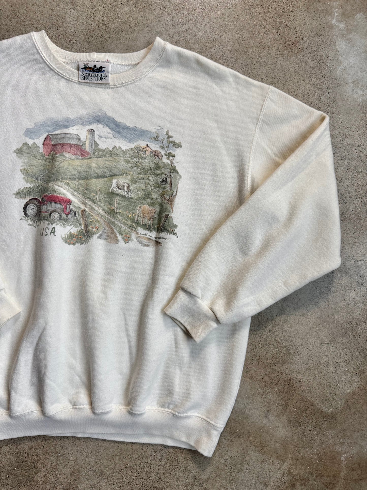 Vintage 1990s Northern Reflections American Farm Graphic Sweatshirt | Medium