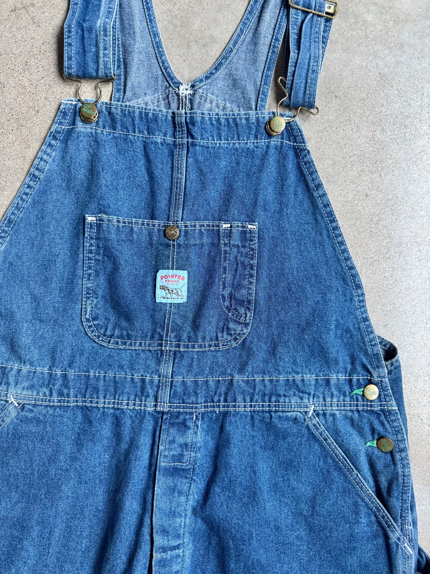 Vintage 1990s Pointer Denim Short Overalls | 38