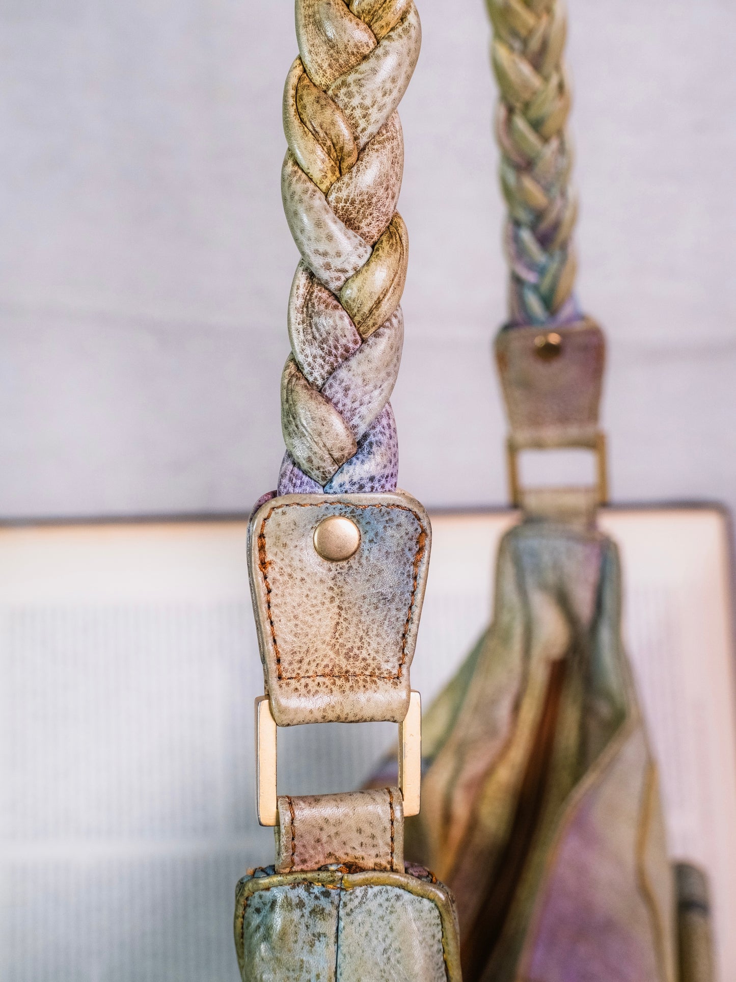 Vintage 1990s Southwestern Abstract Painted Leather Shoulder Bag