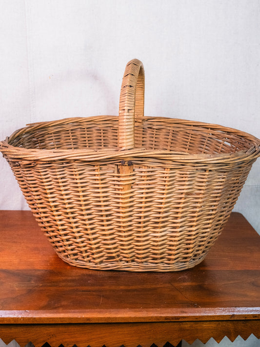 Antique 19th Century Wicker Market Basket w/ Handle