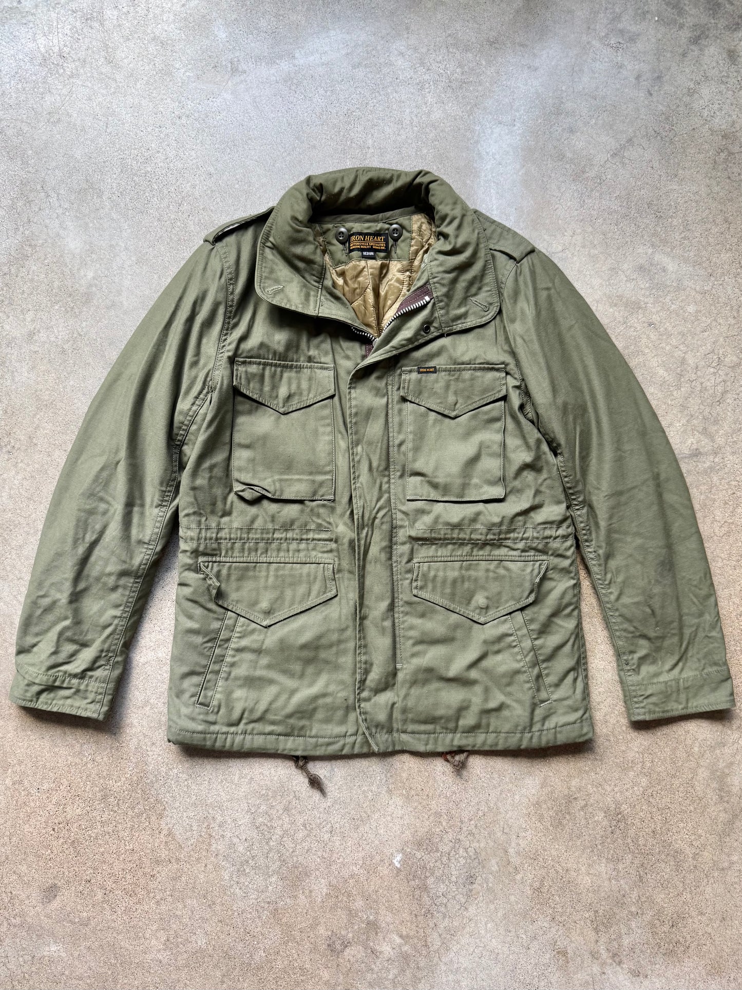 Iron Heart Military-Style Cotton Sateen M-65 Field Jacket w/ Quilted Liner | Medium